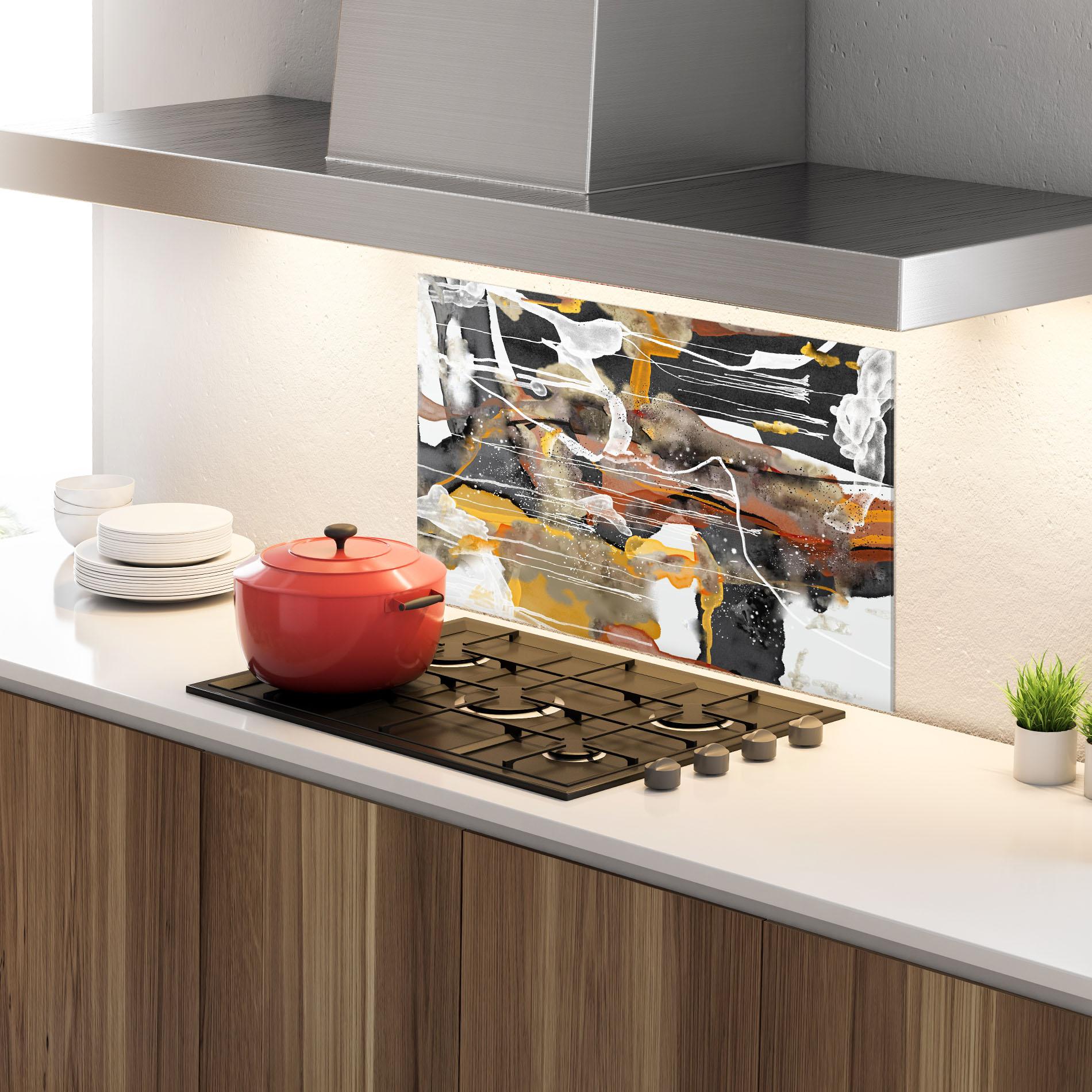 Konyhai üveg hátfal Abstract Water Colors mockup 4