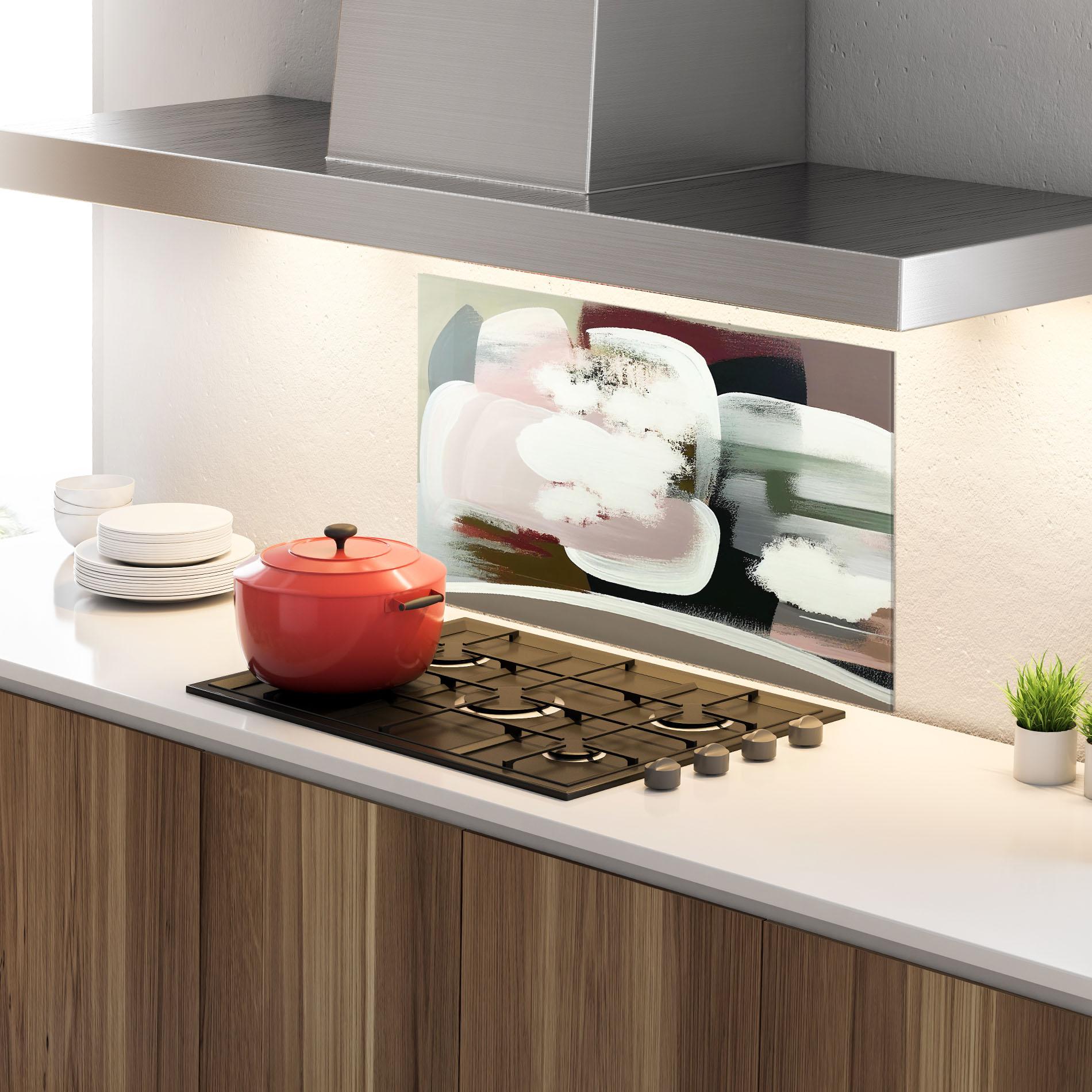 Konyhai üveg hátfal Abstract White Clouds mockup 4