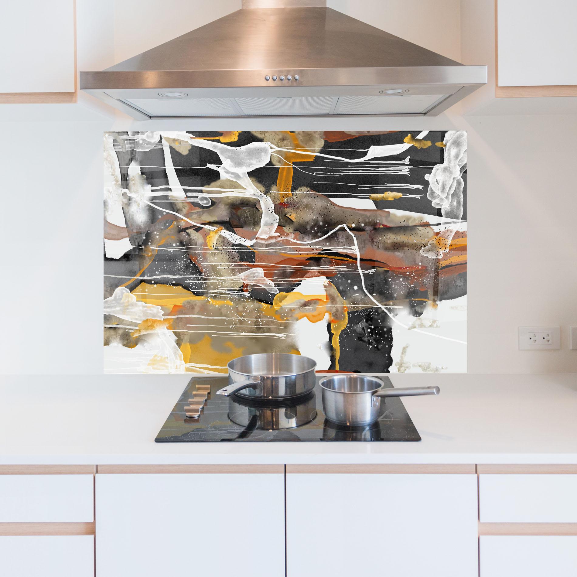 Konyhai üveg hátfal Abstract Water Colors mockup 5