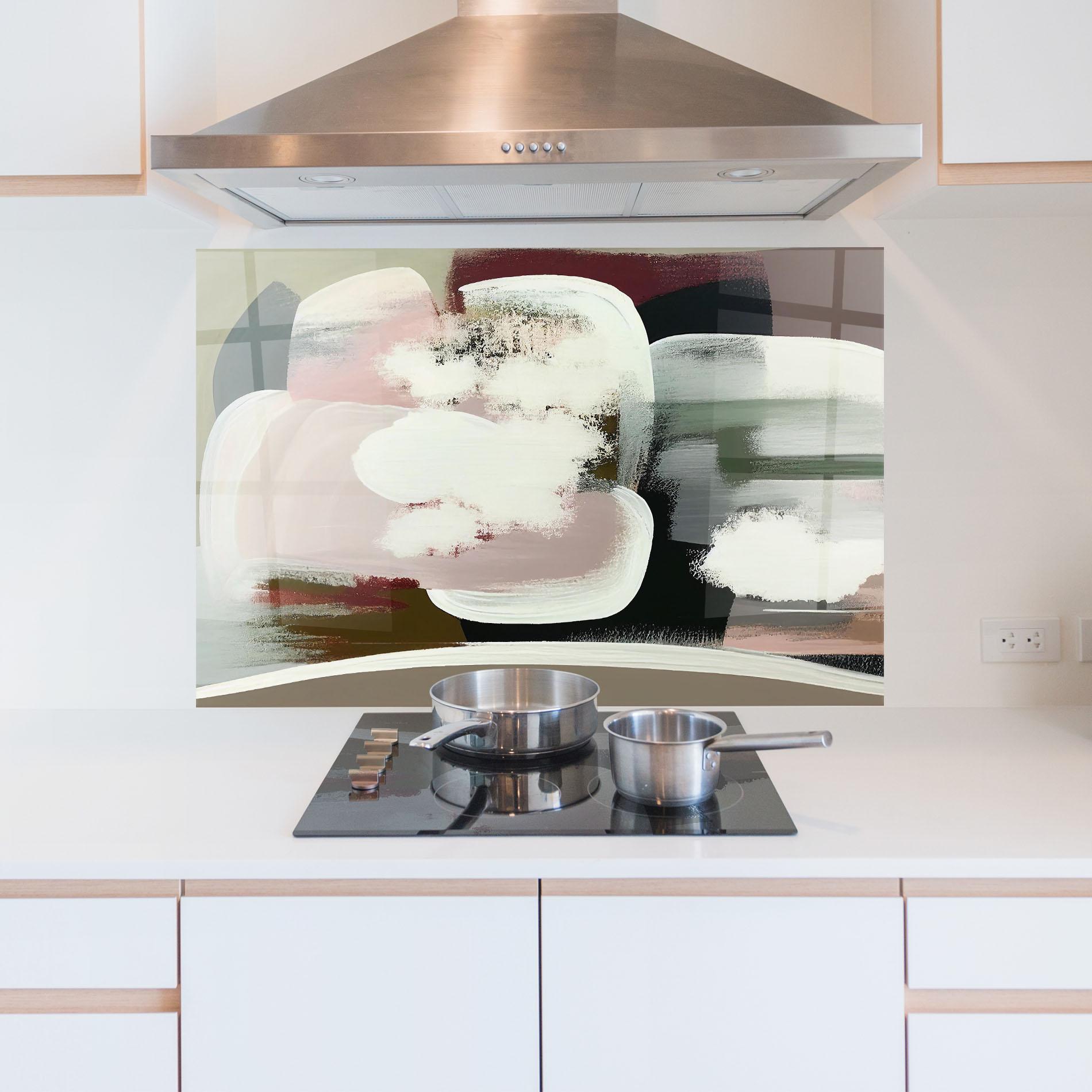 Konyhai üveg hátfal Abstract White Clouds mockup 5