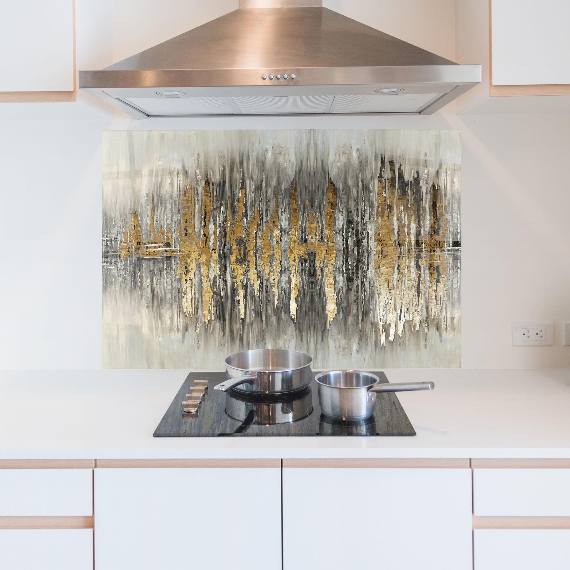 Konyhai üveg hátfal Acrylic Silver Paint mockup 5