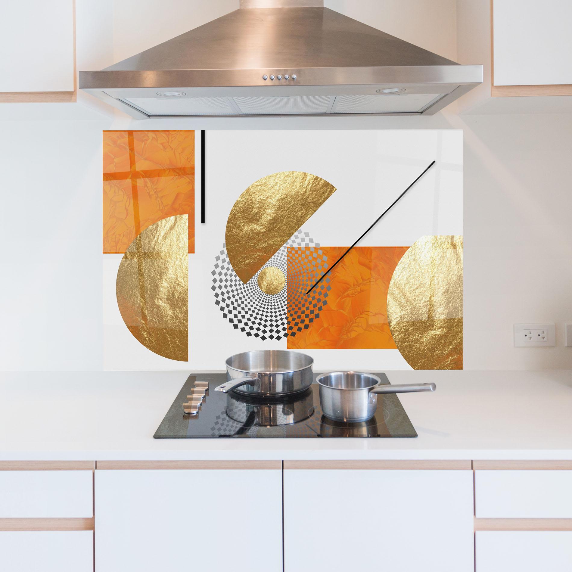 Konyhai üveg hátfal Beautiful Gold Shapes mockup 5