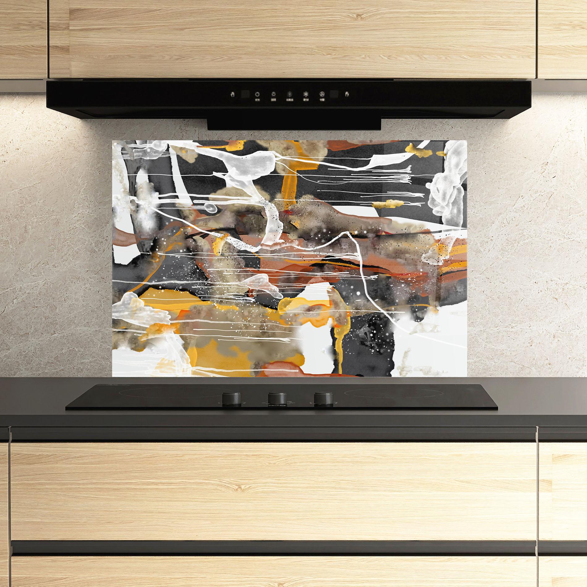 Konyhai üveg hátfal Abstract Water Colors mockup 3