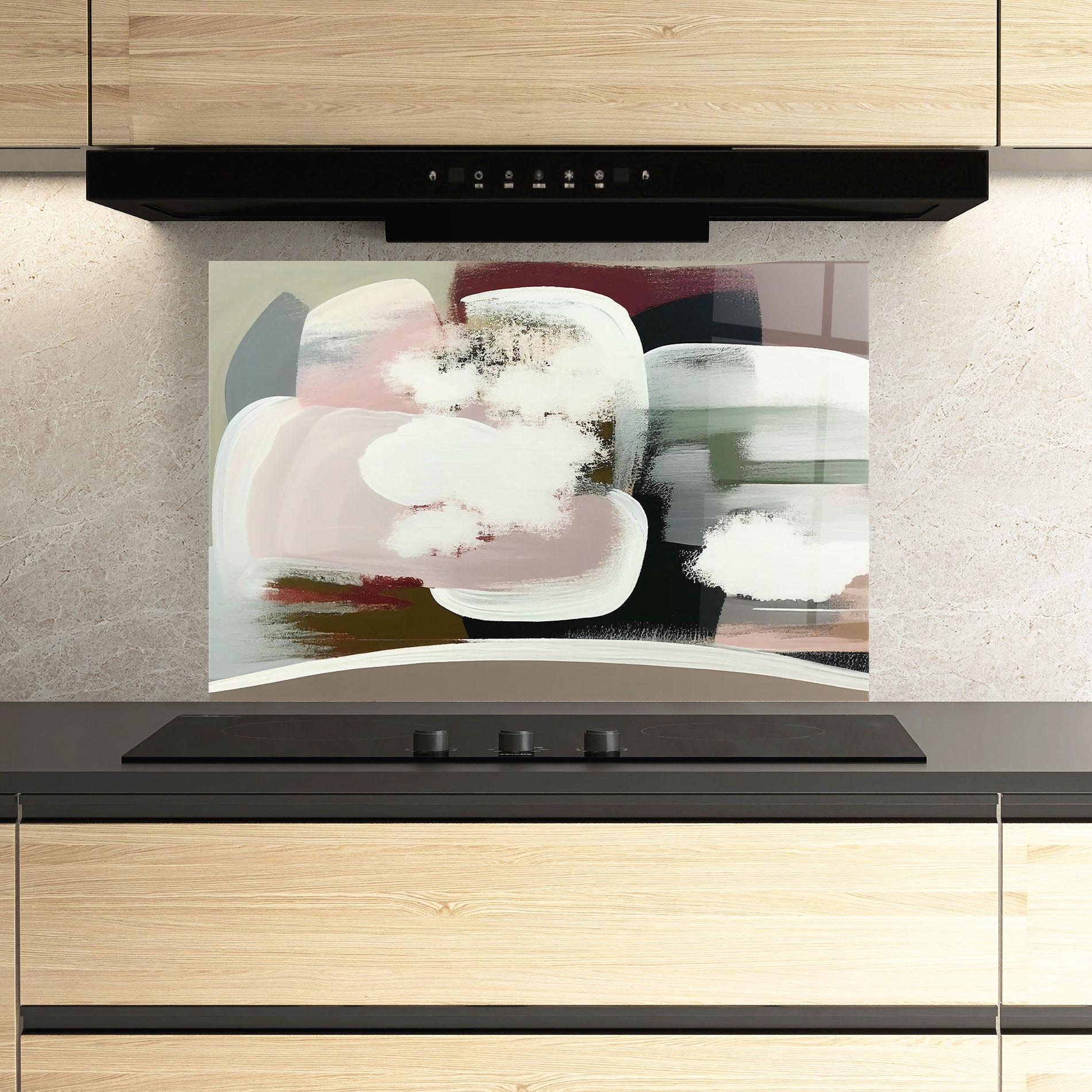 Konyhai üveg hátfal Abstract White Clouds mockup 3