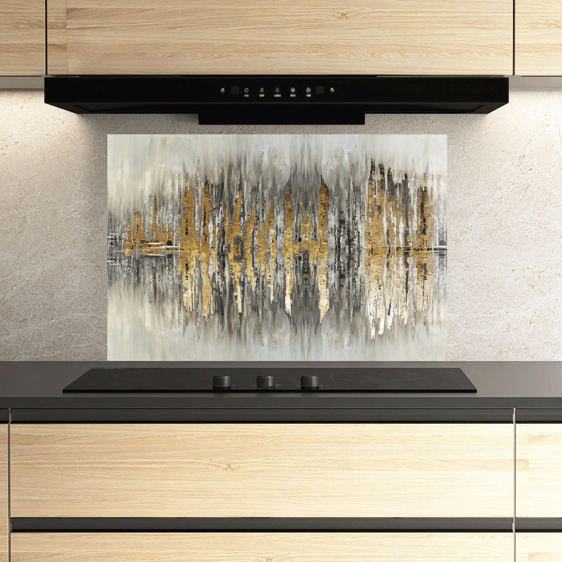 Konyhai üveg hátfal Acrylic Silver Paint mockup 3