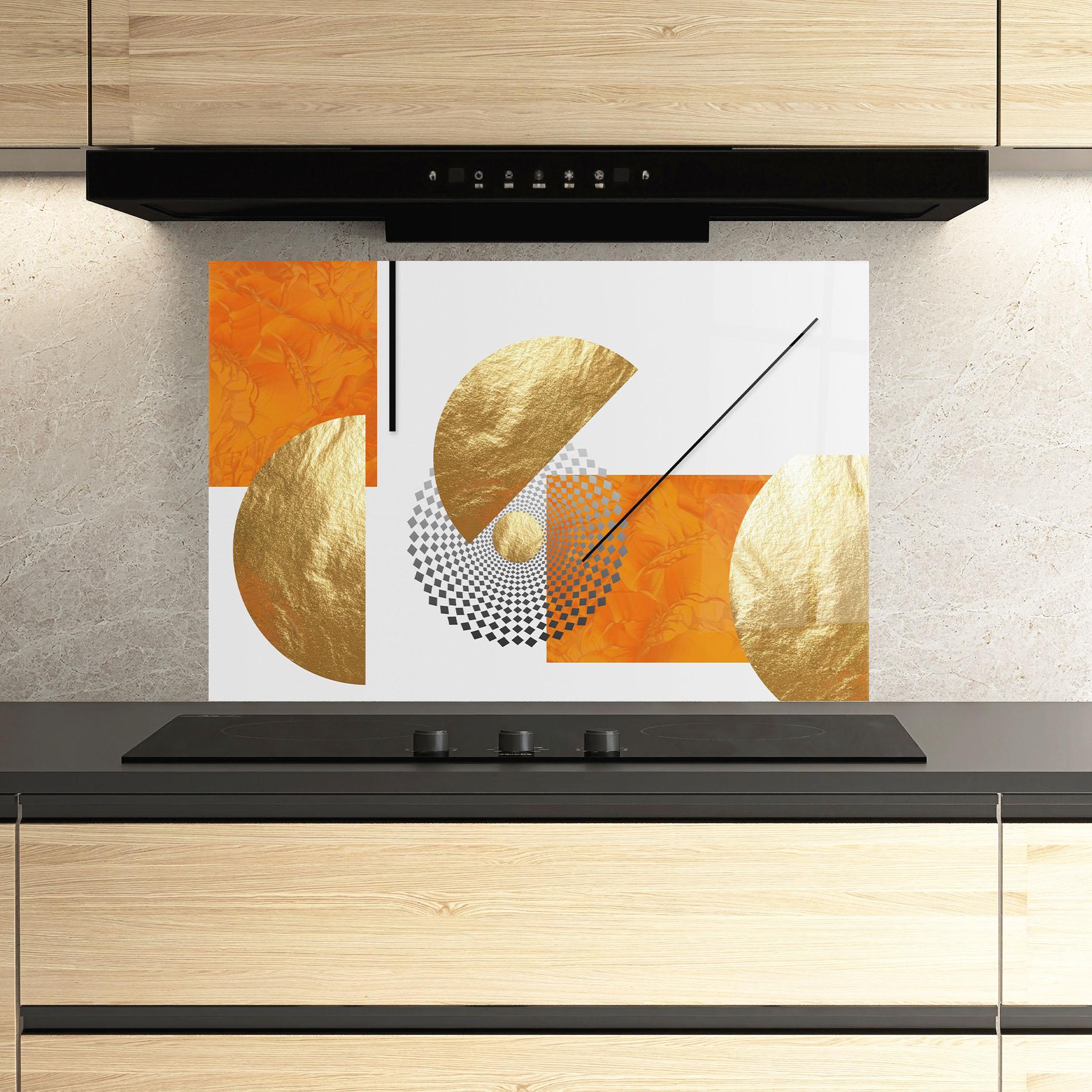 Konyhai üveg hátfal Beautiful Gold Shapes mockup 3
