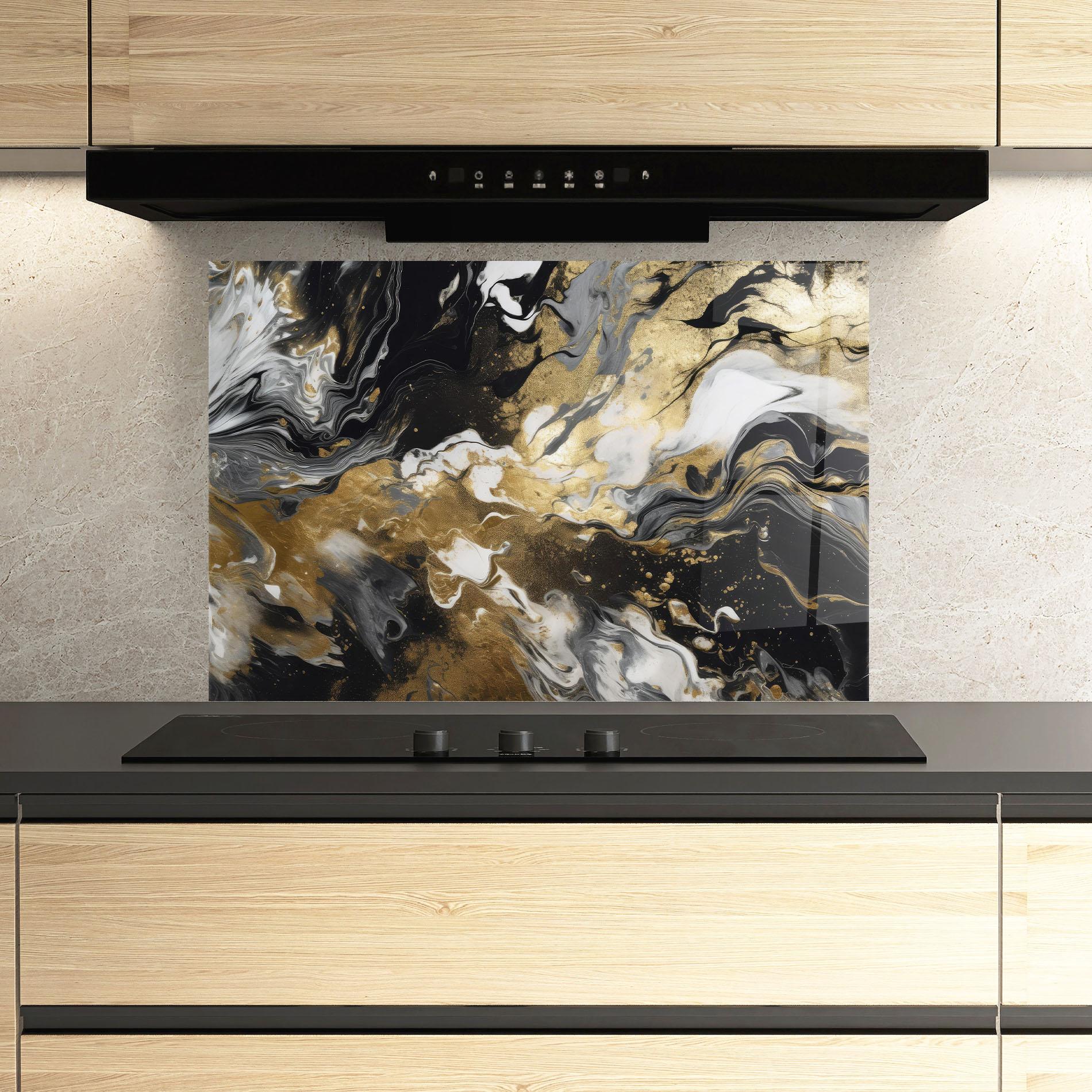 Konyhai üveg hátfal Gold Acrylic Fluid mockup 3