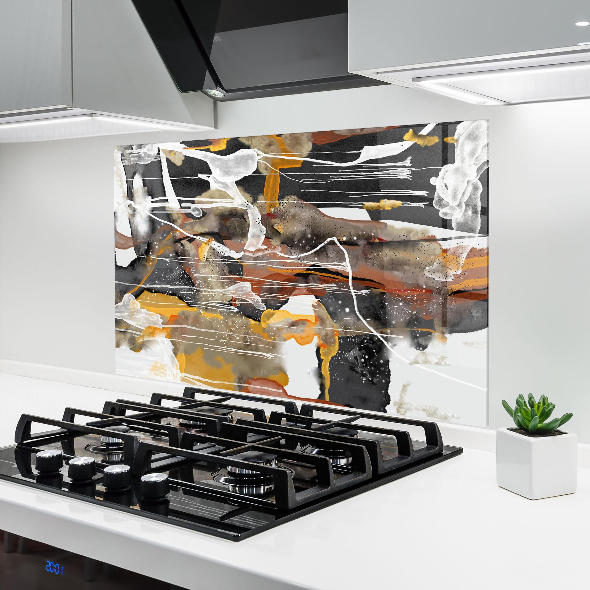 Konyhai üveg hátfal Abstract Water Colors mockup 6