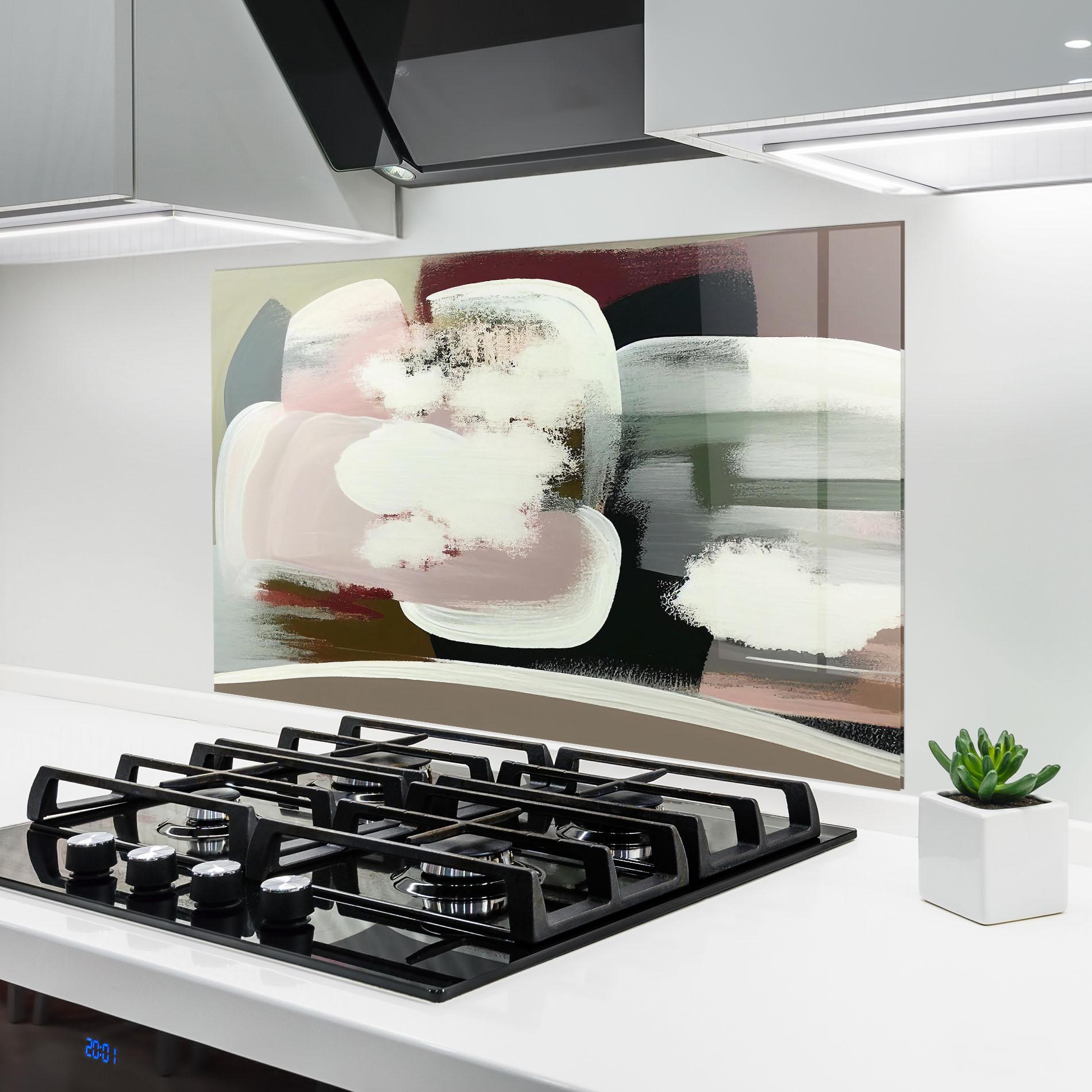 Konyhai üveg hátfal Abstract White Clouds mockup 6