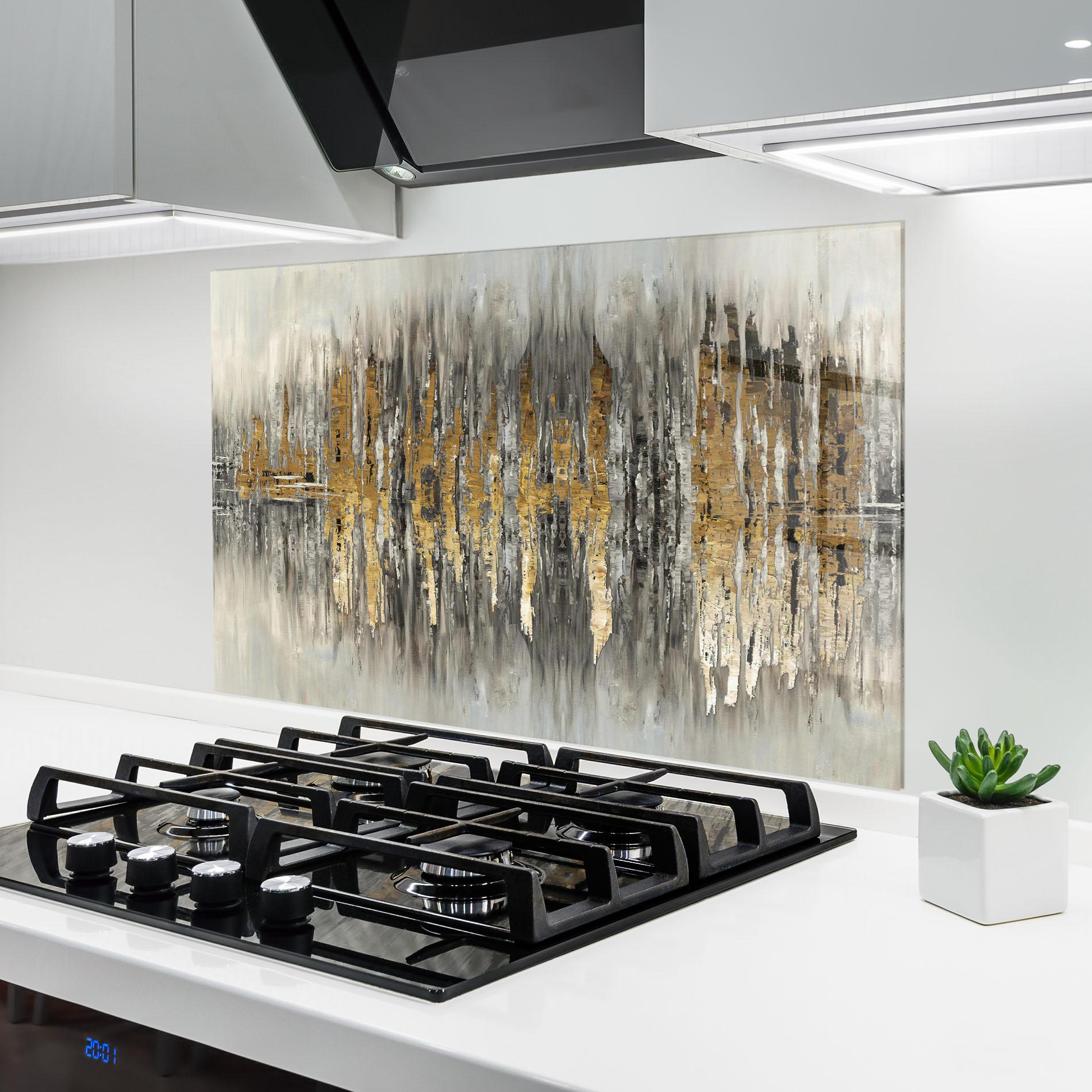 Konyhai üveg hátfal Acrylic Silver Paint mockup 6