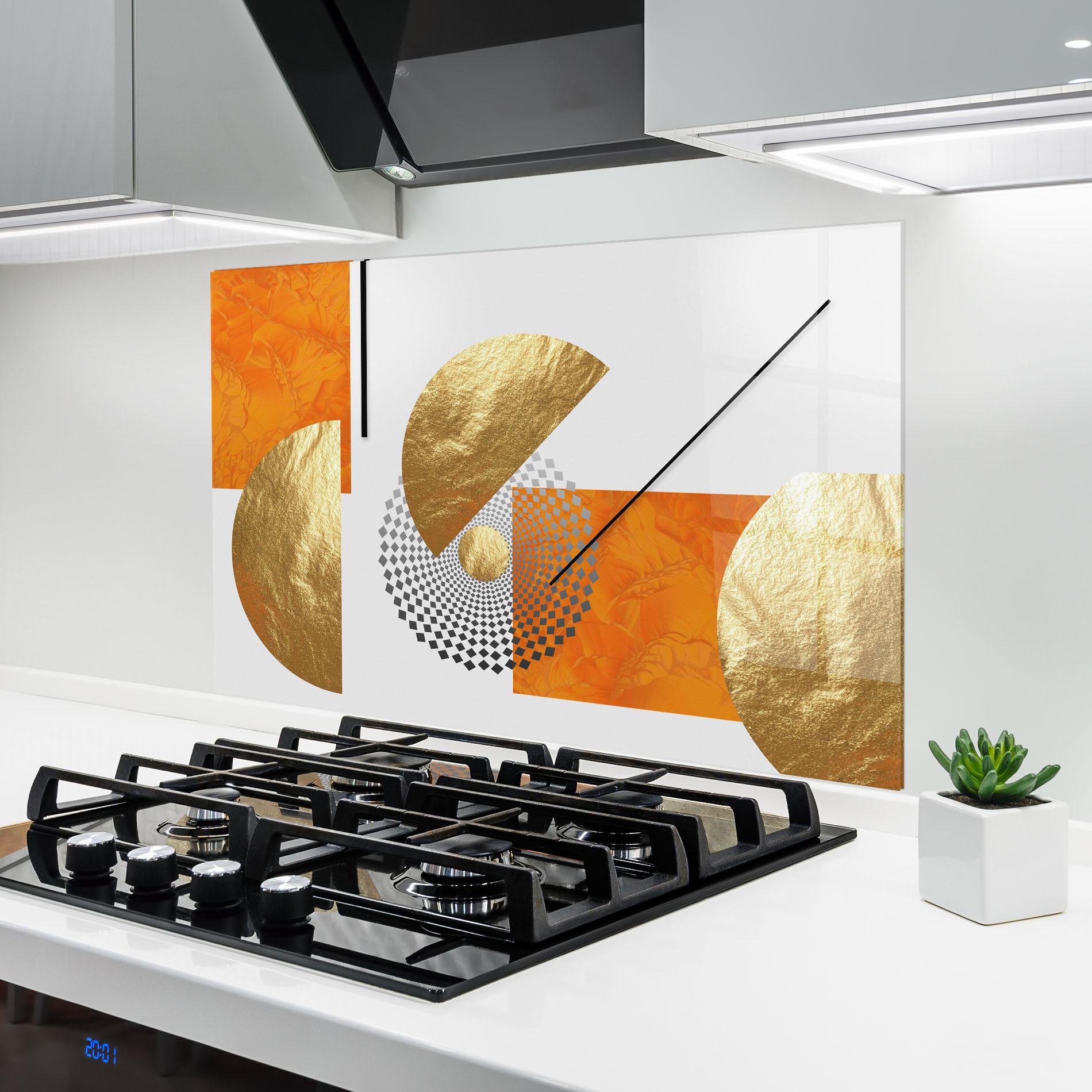 Konyhai üveg hátfal Beautiful Gold Shapes mockup 6