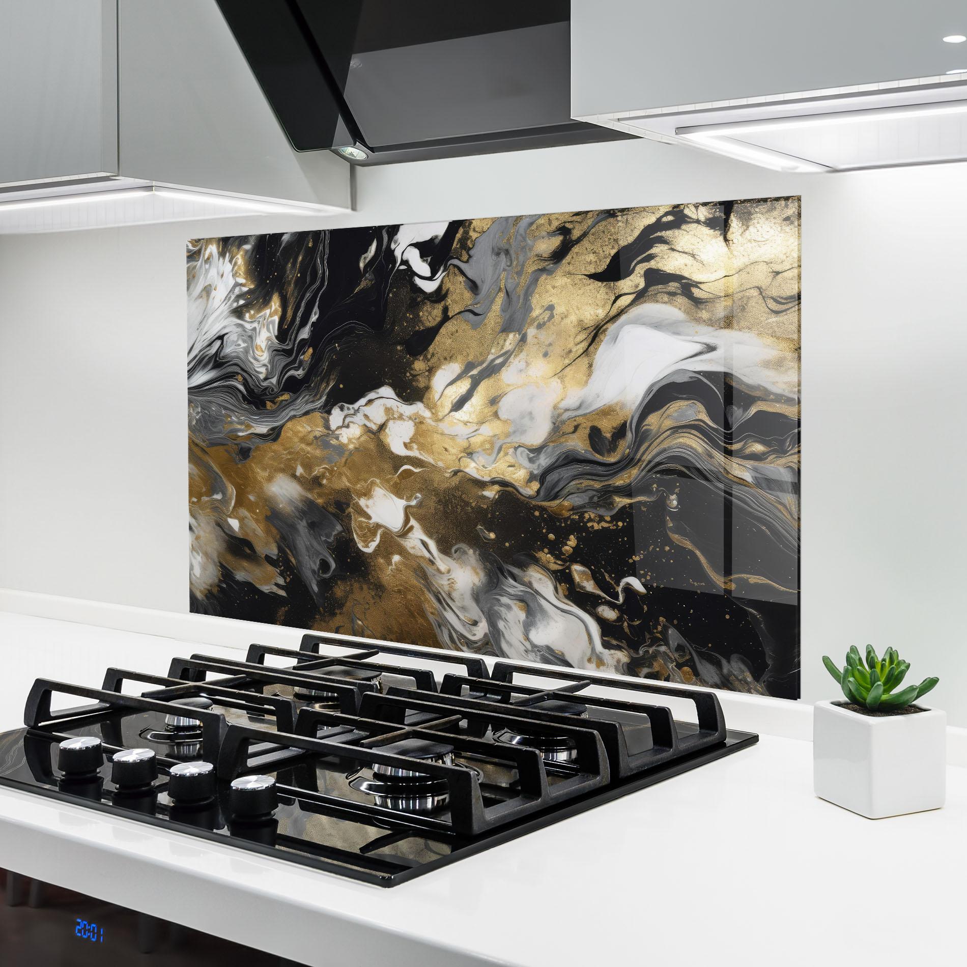 Konyhai üveg hátfal Gold Acrylic Fluid mockup 6