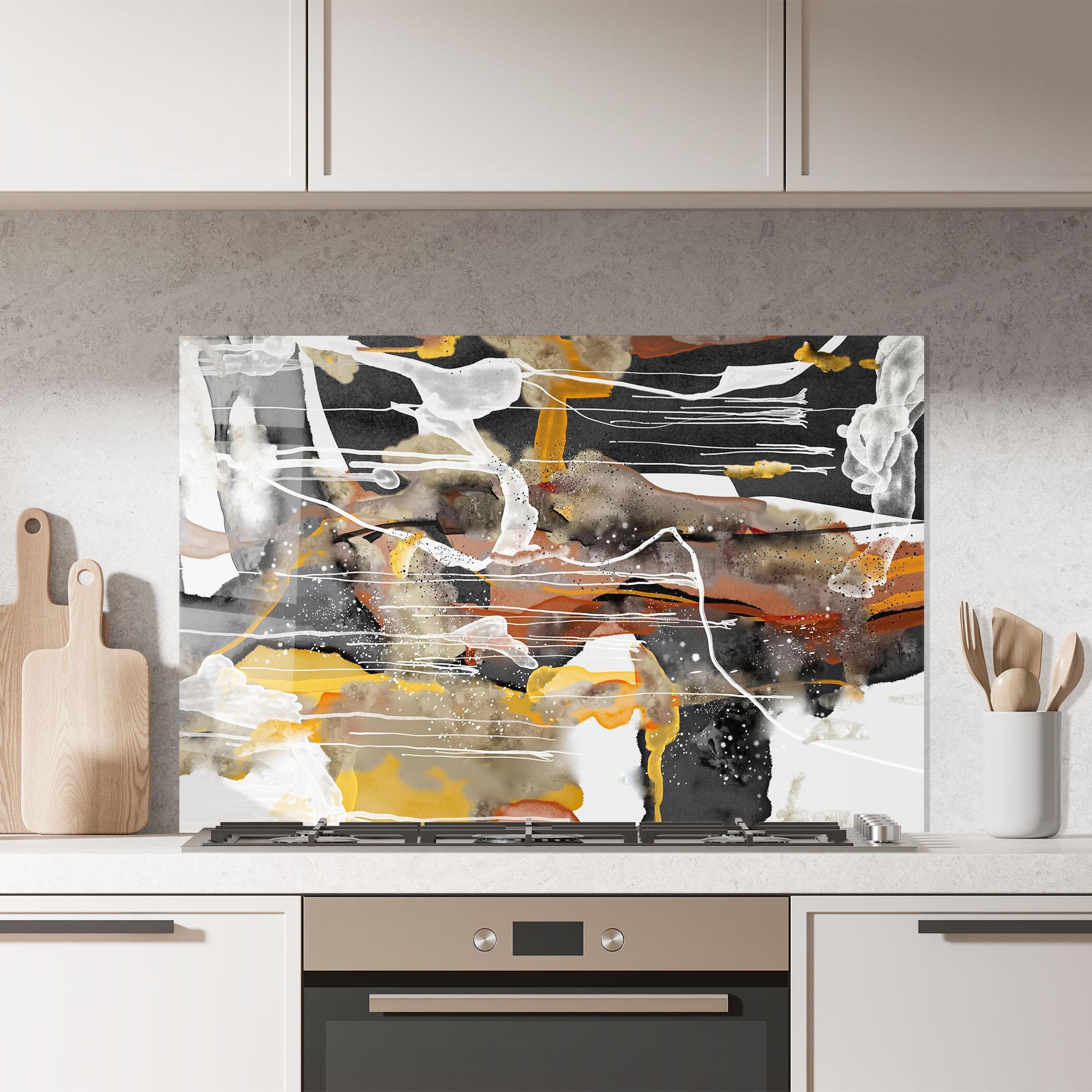 Konyhai üveg hátfal Abstract Water Colors mockup 7