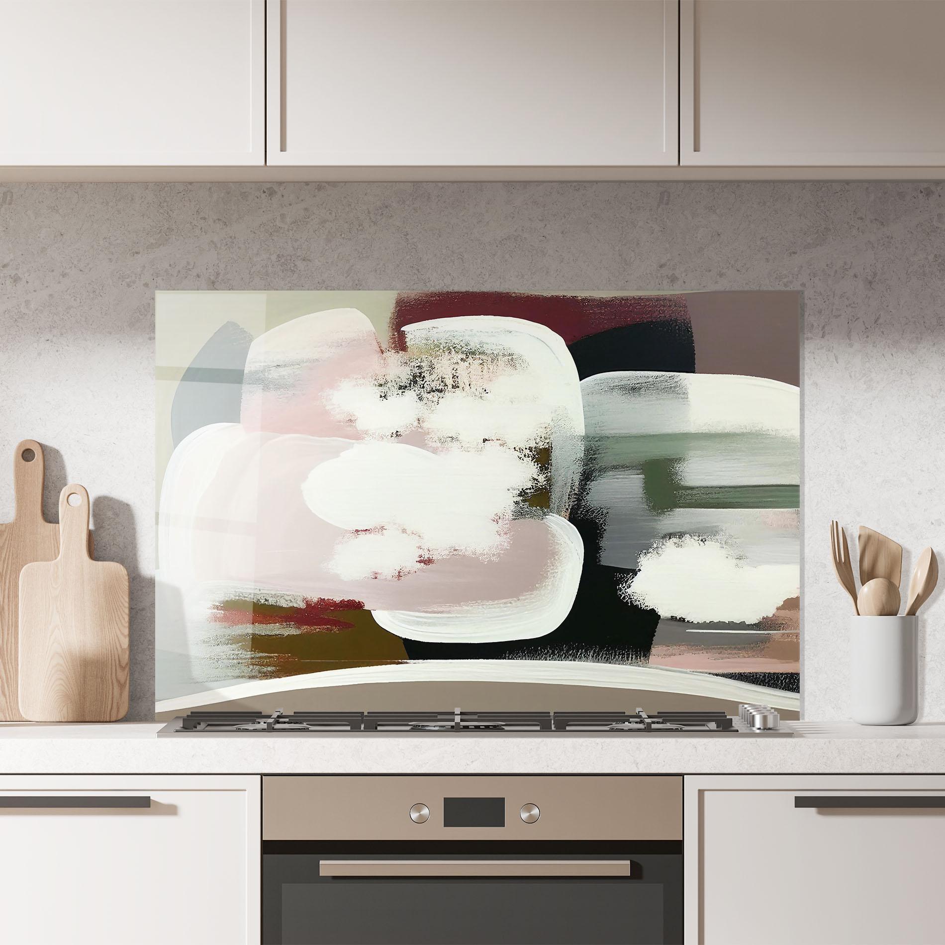 Konyhai üveg hátfal Abstract White Clouds mockup 7