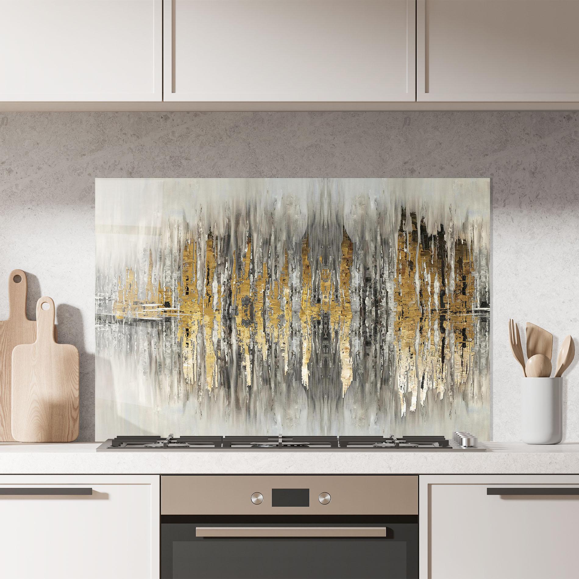 Konyhai üveg hátfal Acrylic Silver Paint mockup 7