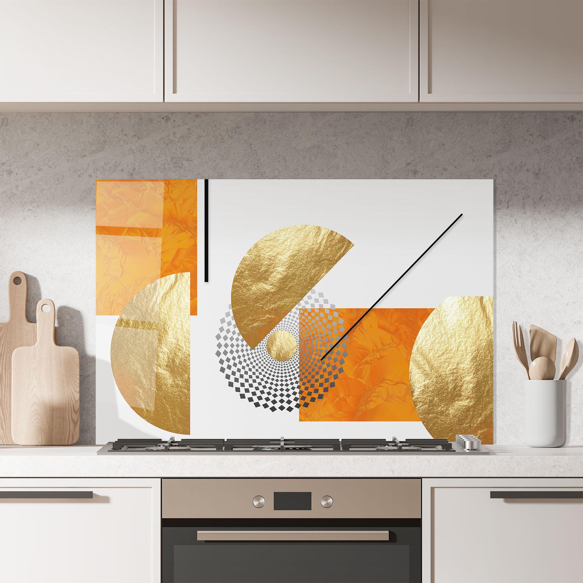 Konyhai üveg hátfal Beautiful Gold Shapes mockup 7