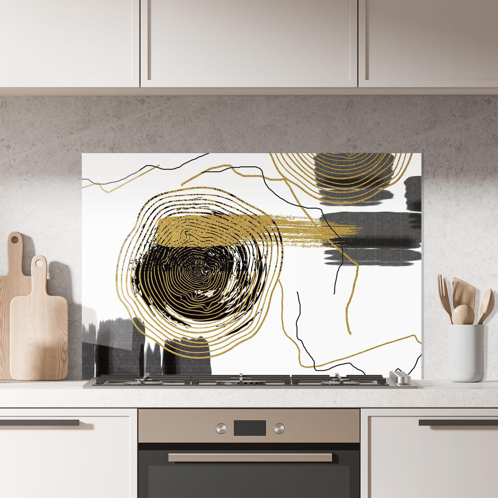 Konyhai üveg hátfal Golden Grey Spiral mockup 7