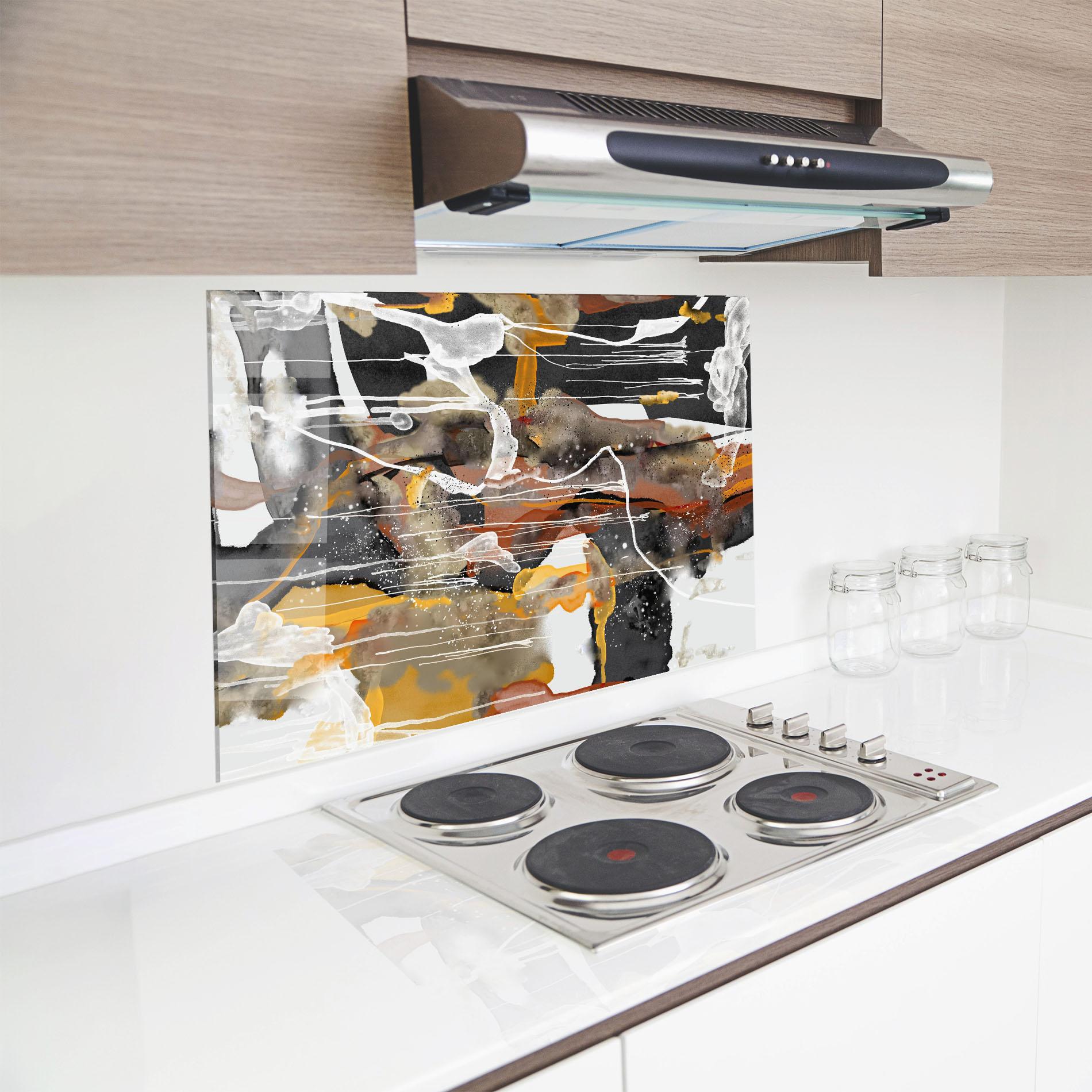 Konyhai üveg hátfal Abstract Water Colors mockup 8