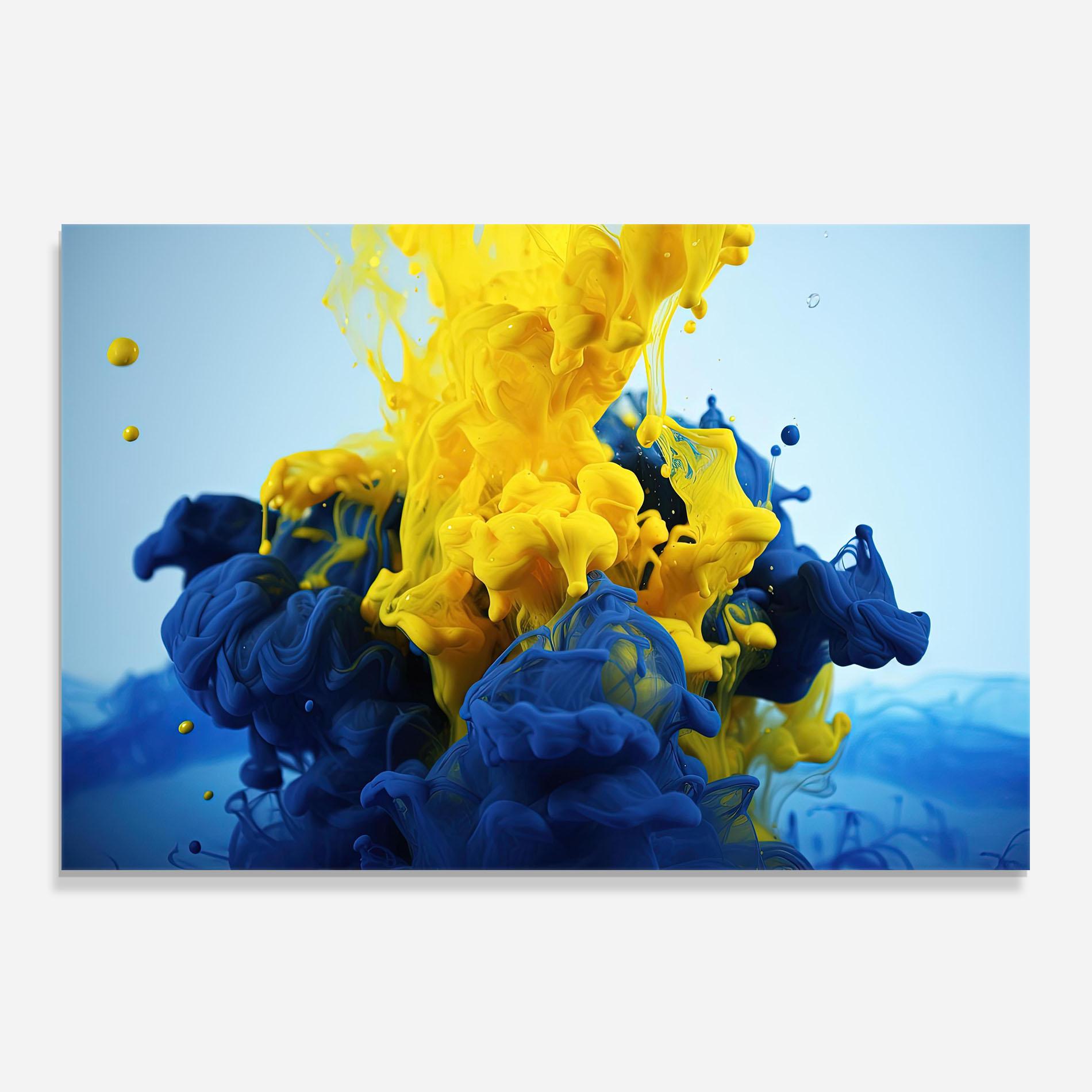 Konyhai üveg hátfal Blue Yellow Smoke mockup 0
