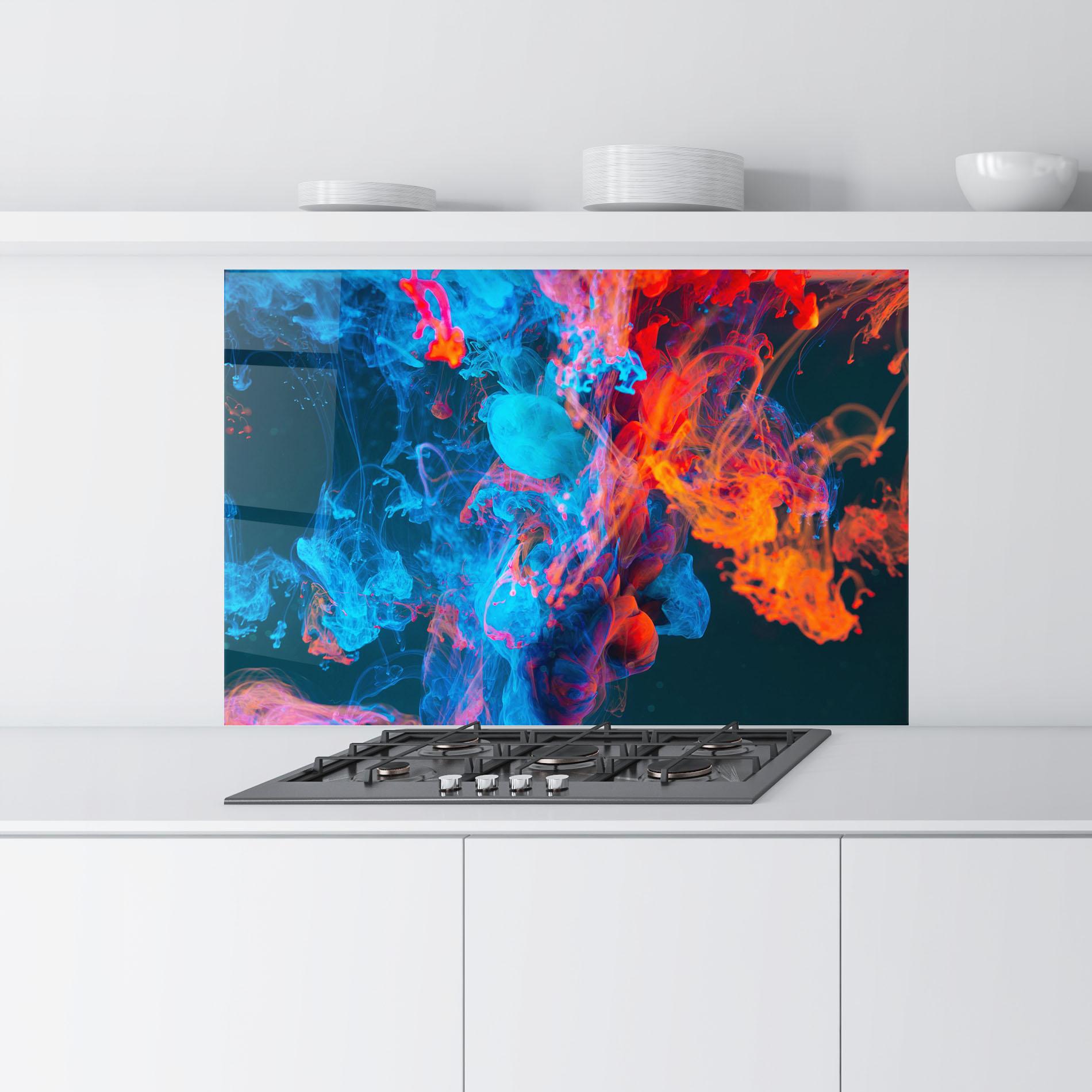 Konyhai üveg hátfal Abstract Blue And Red mockup 9