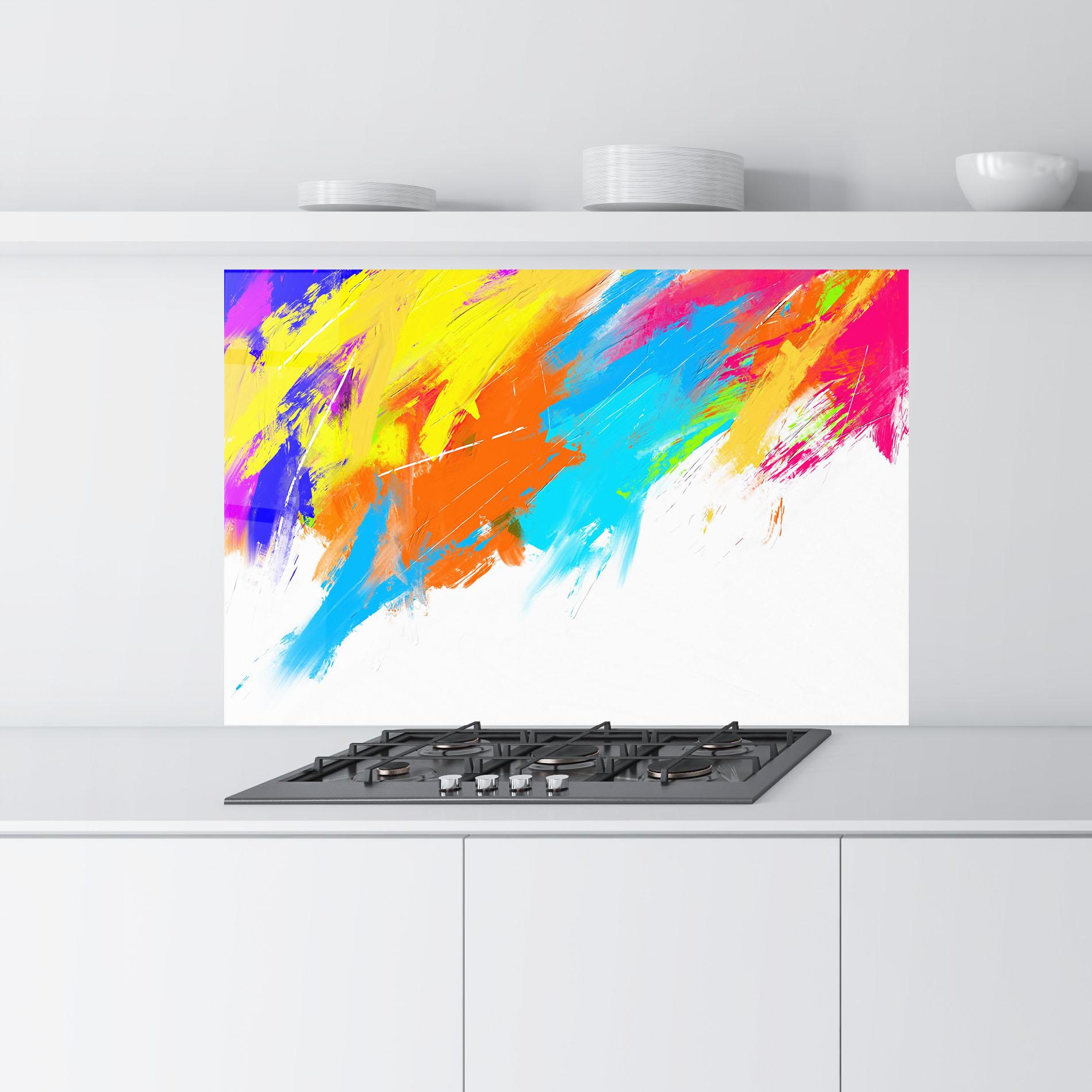 Konyhai üveg hátfal Abstract Blue Yellow mockup 9