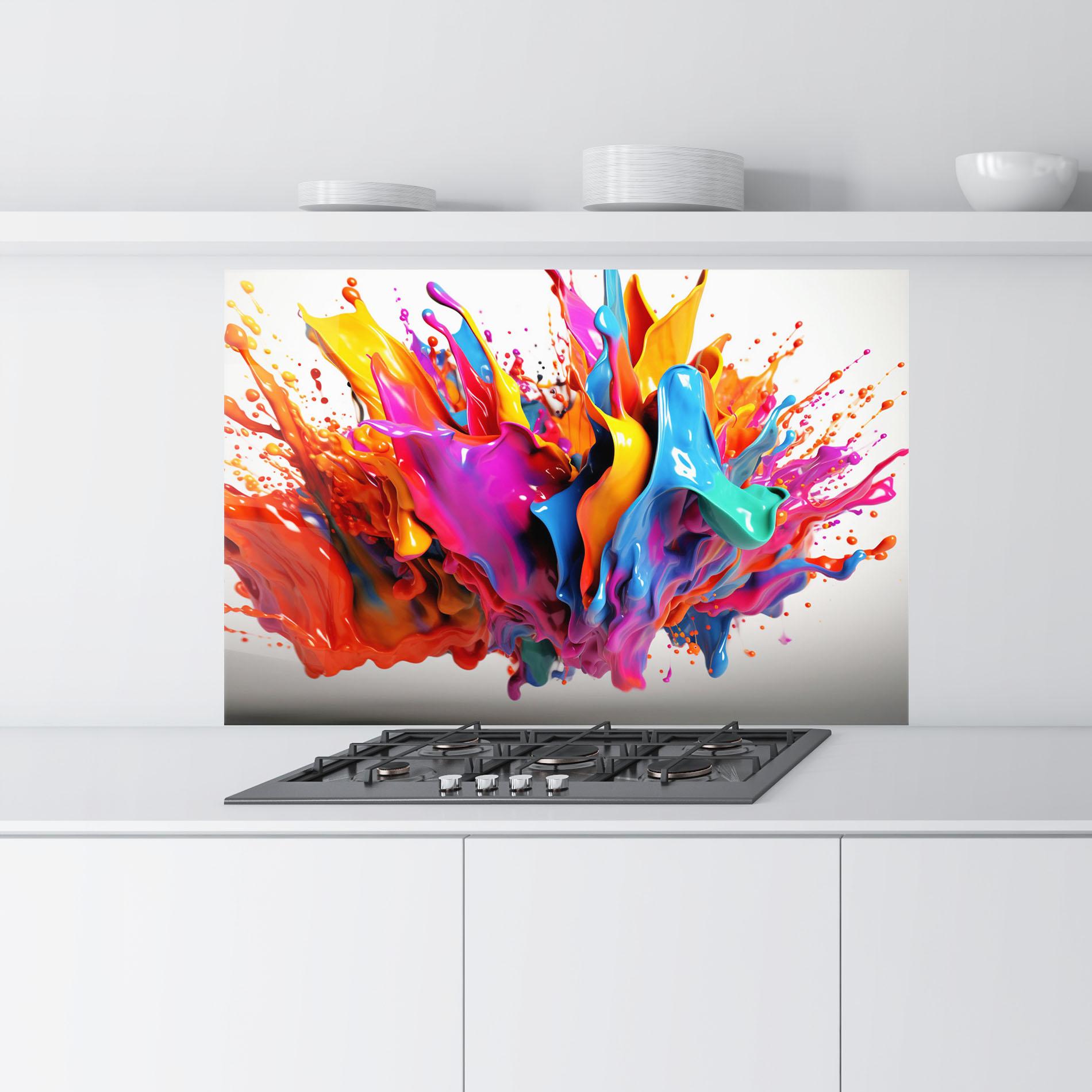 Konyhai üveg hátfal Blue Yellow Splash mockup 9