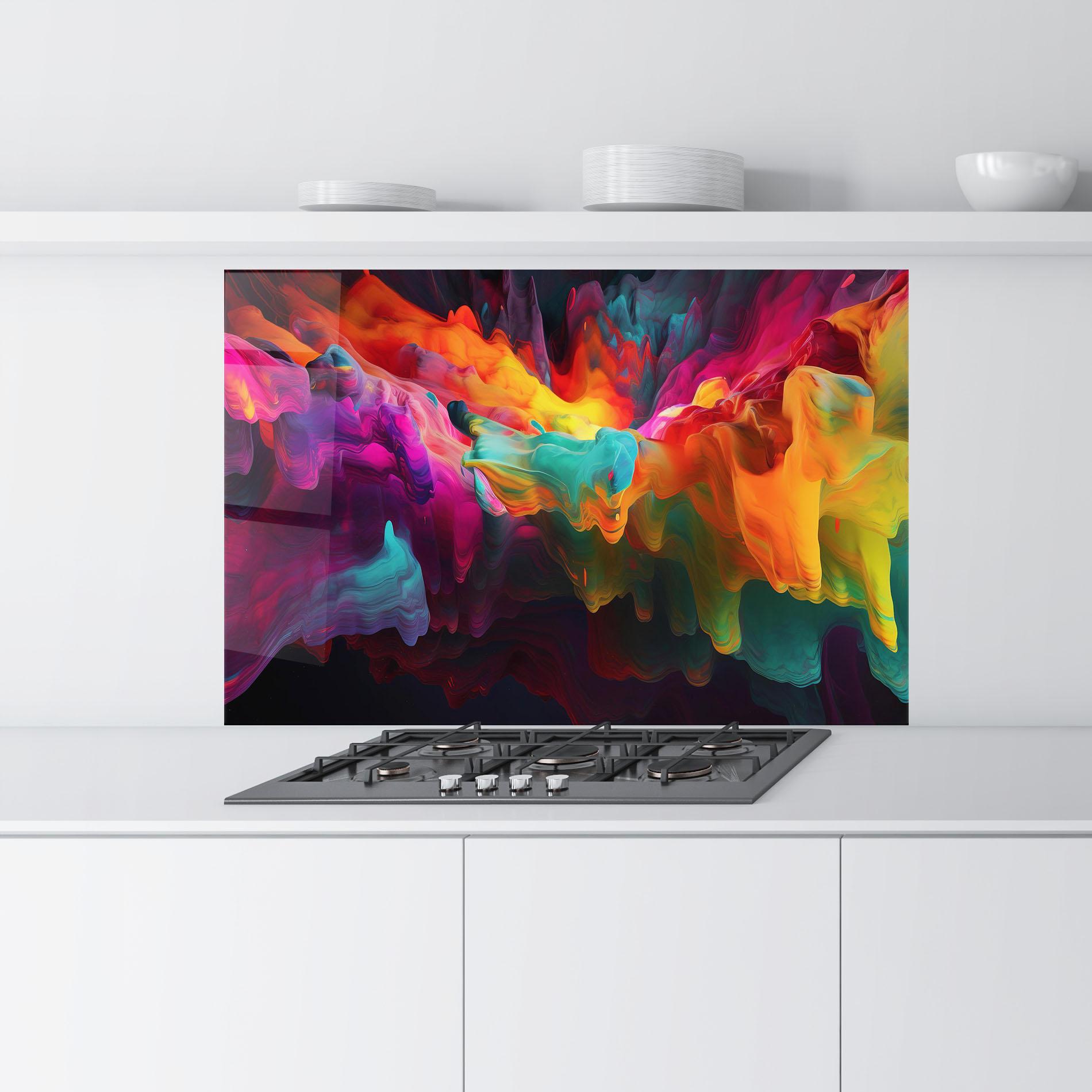 Konyhai üveg hátfal Colorful Smoke mockup 9