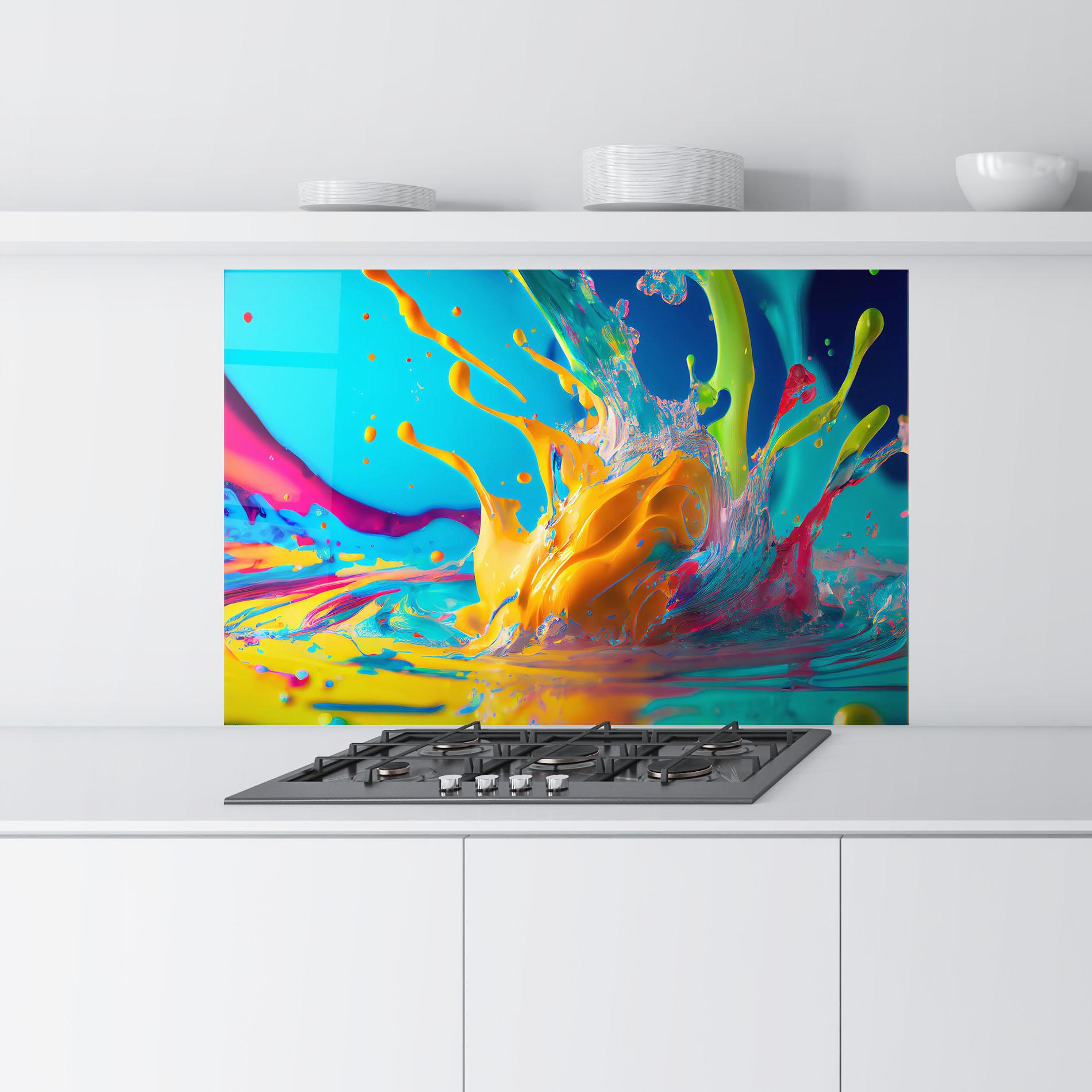 Konyhai üveg hátfal Colorful Water Splashing mockup 9