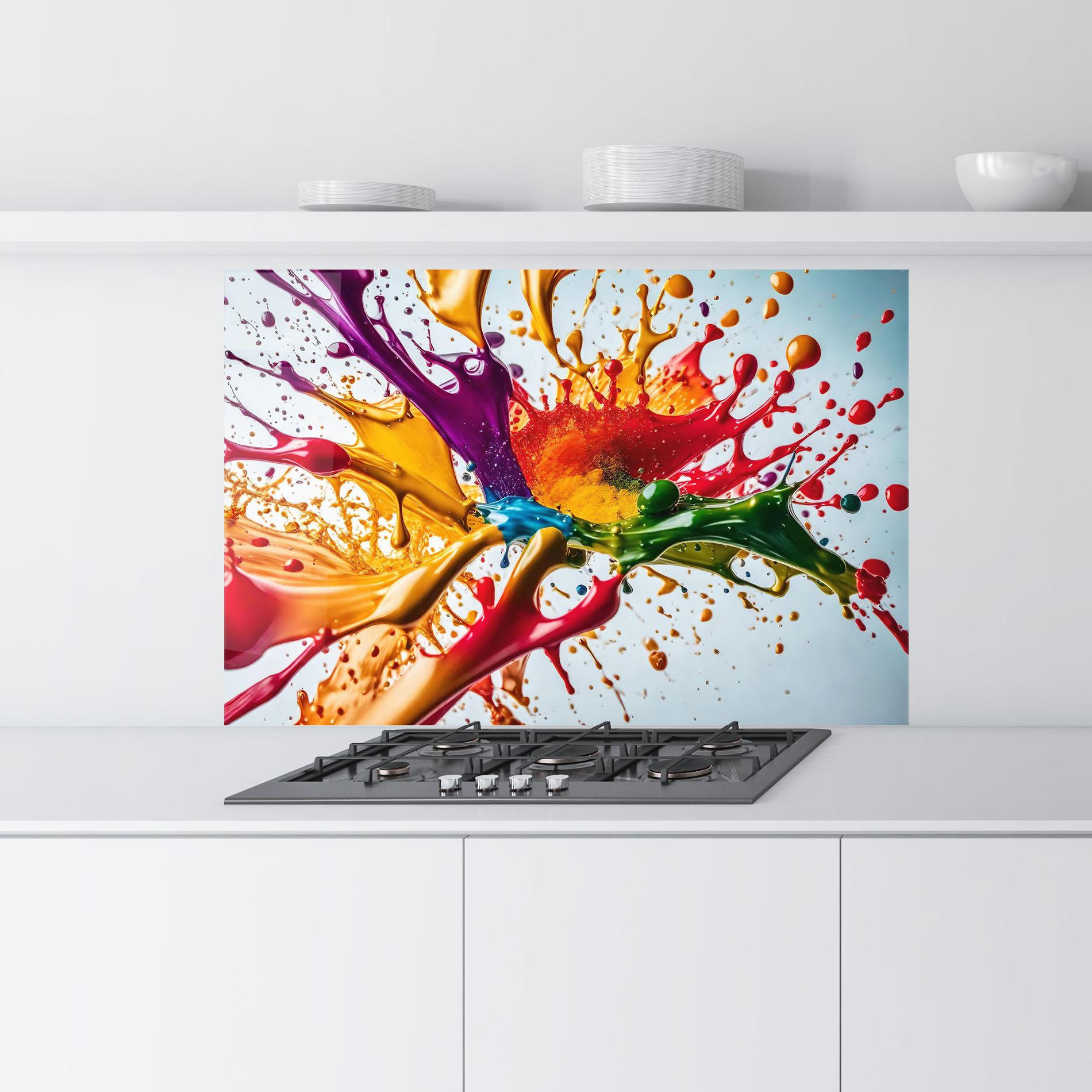 Konyhai üveg hátfal Colorful Yellow Rainbow mockup 9