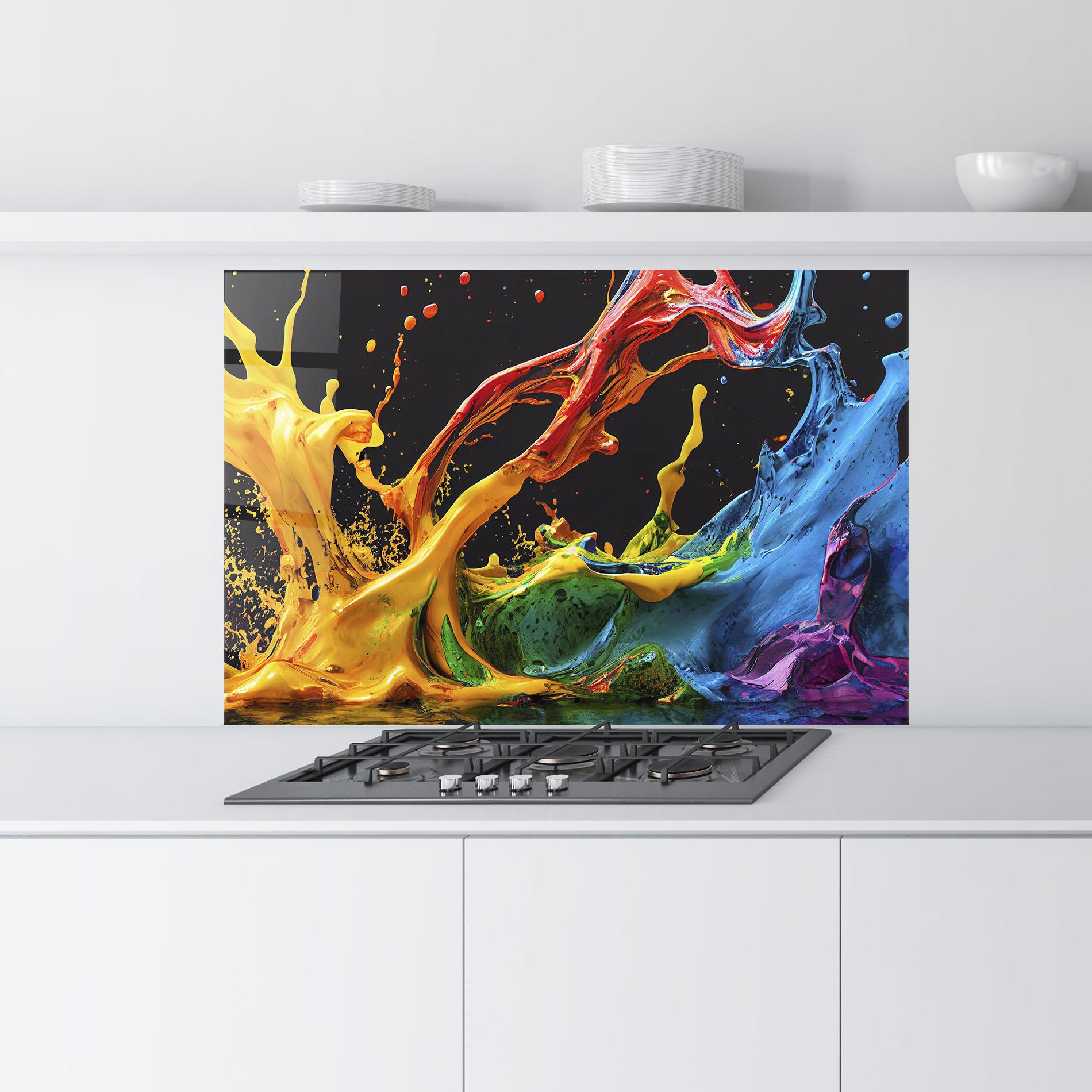 Konyhai üveg hátfal Floating Yellow Splay mockup 9