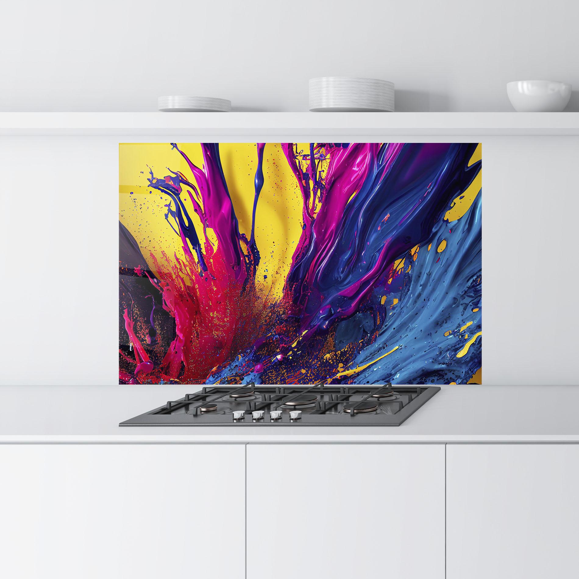 Konyhai üveg hátfal Purple And Blue Splash mockup 9