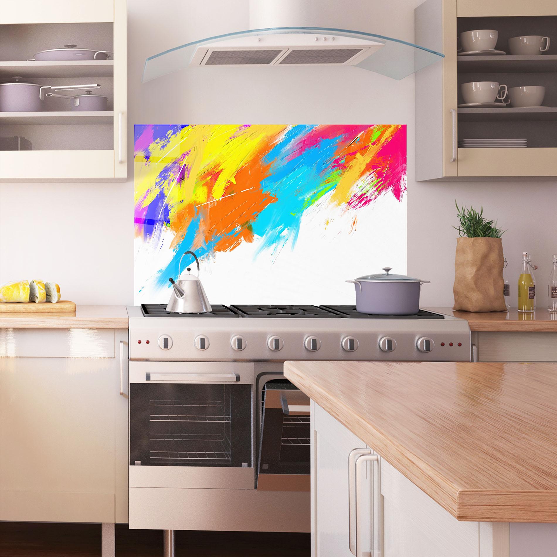 Konyhai üveg hátfal Abstract Blue Yellow mockup 1