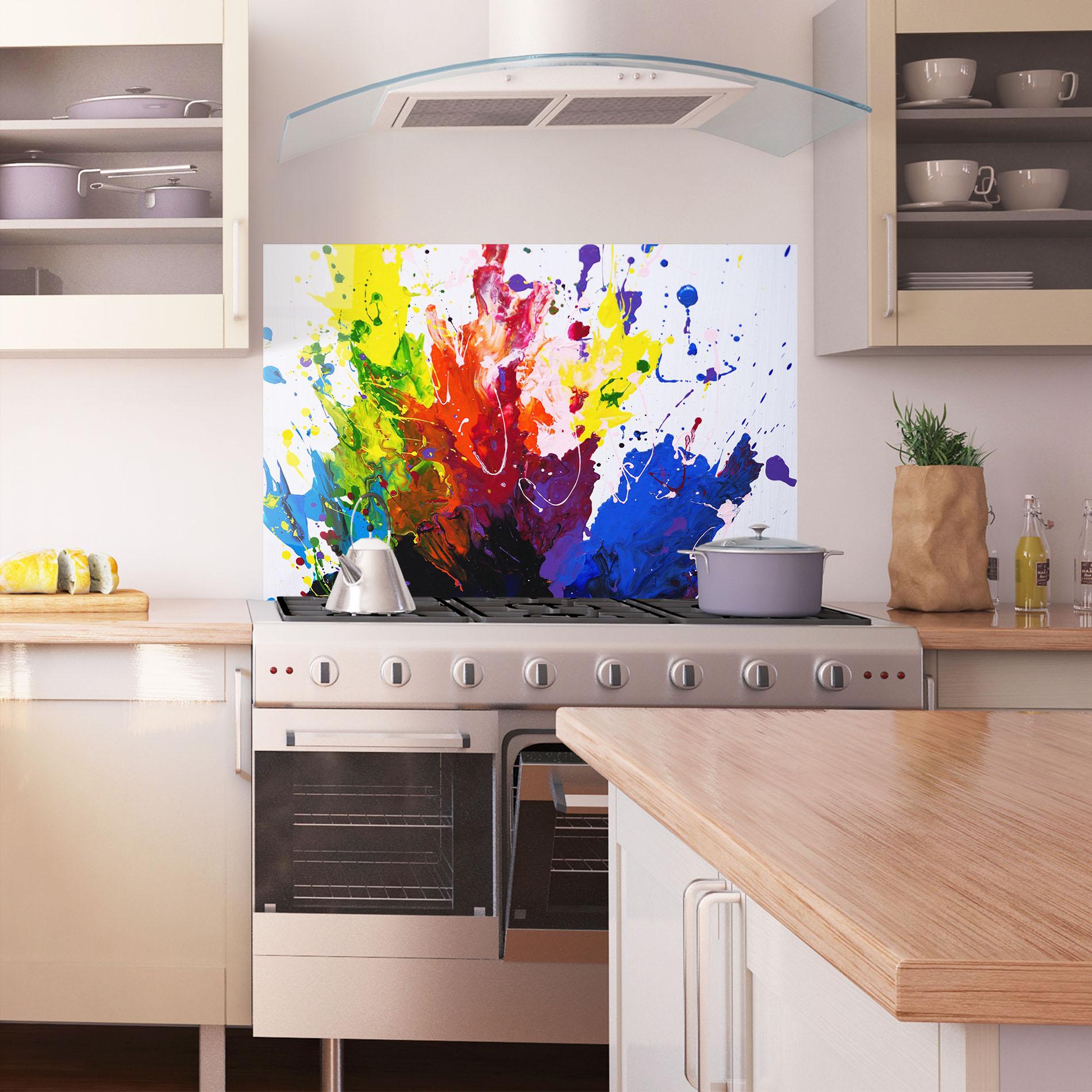 Konyhai üveg hátfal Blue Purple Exploding mockup 1