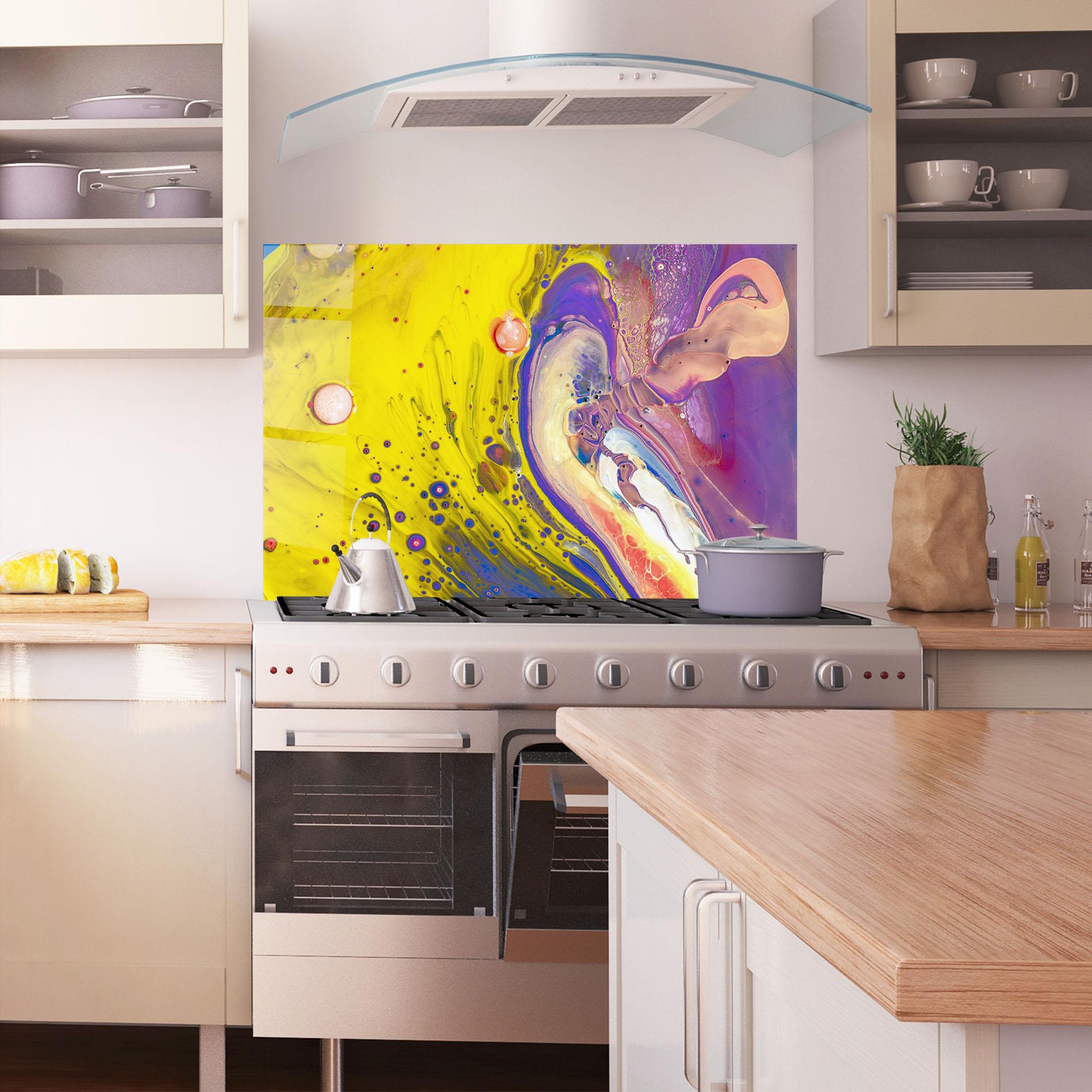Konyhai üveg hátfal Colorful Liquid Marble mockup 1