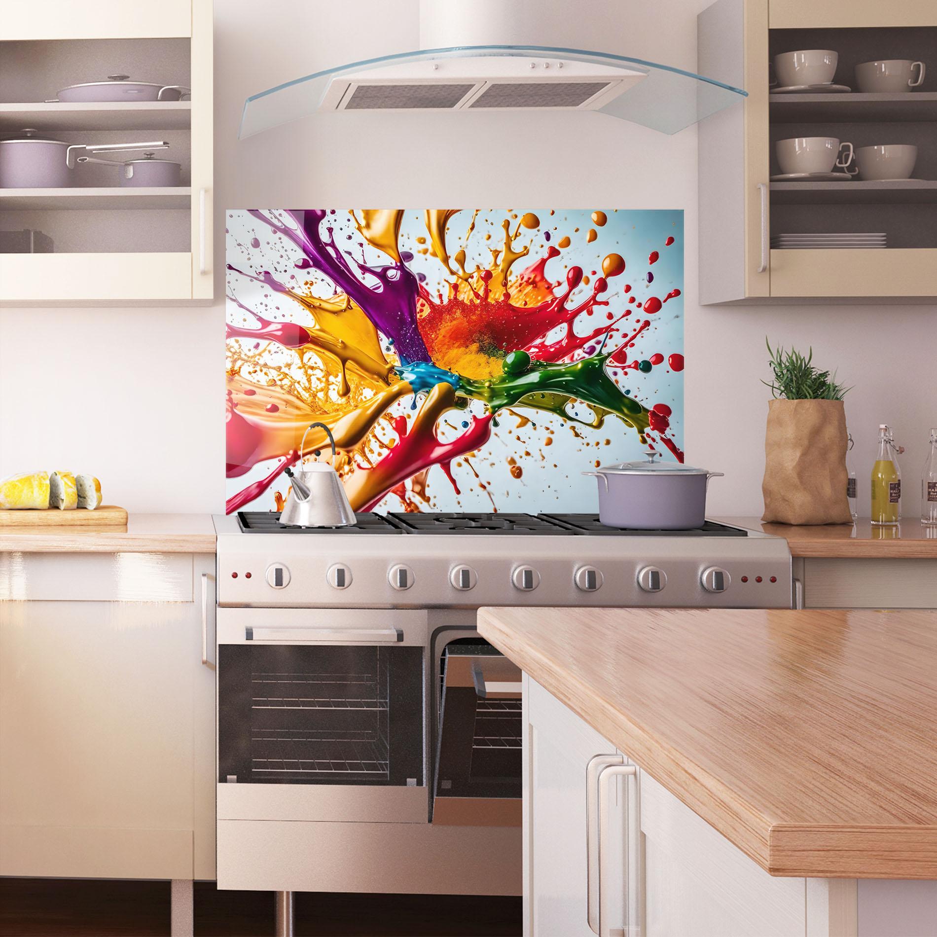 Konyhai üveg hátfal Colorful Yellow Rainbow mockup 1