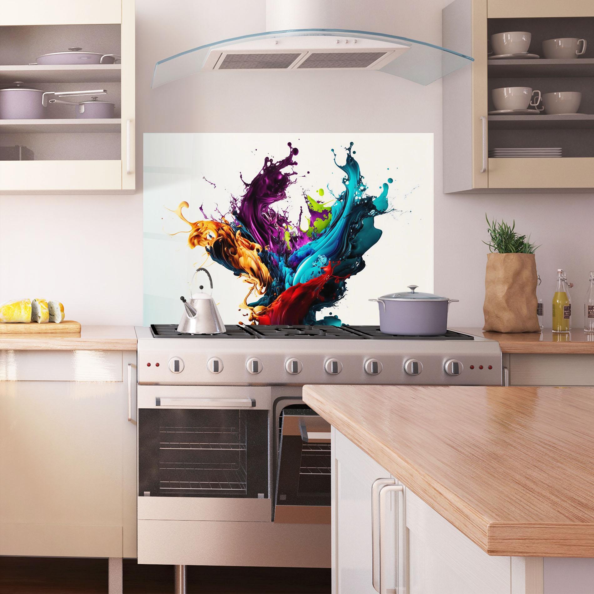 Konyhai üveg hátfal Dark Purple Splash mockup 1