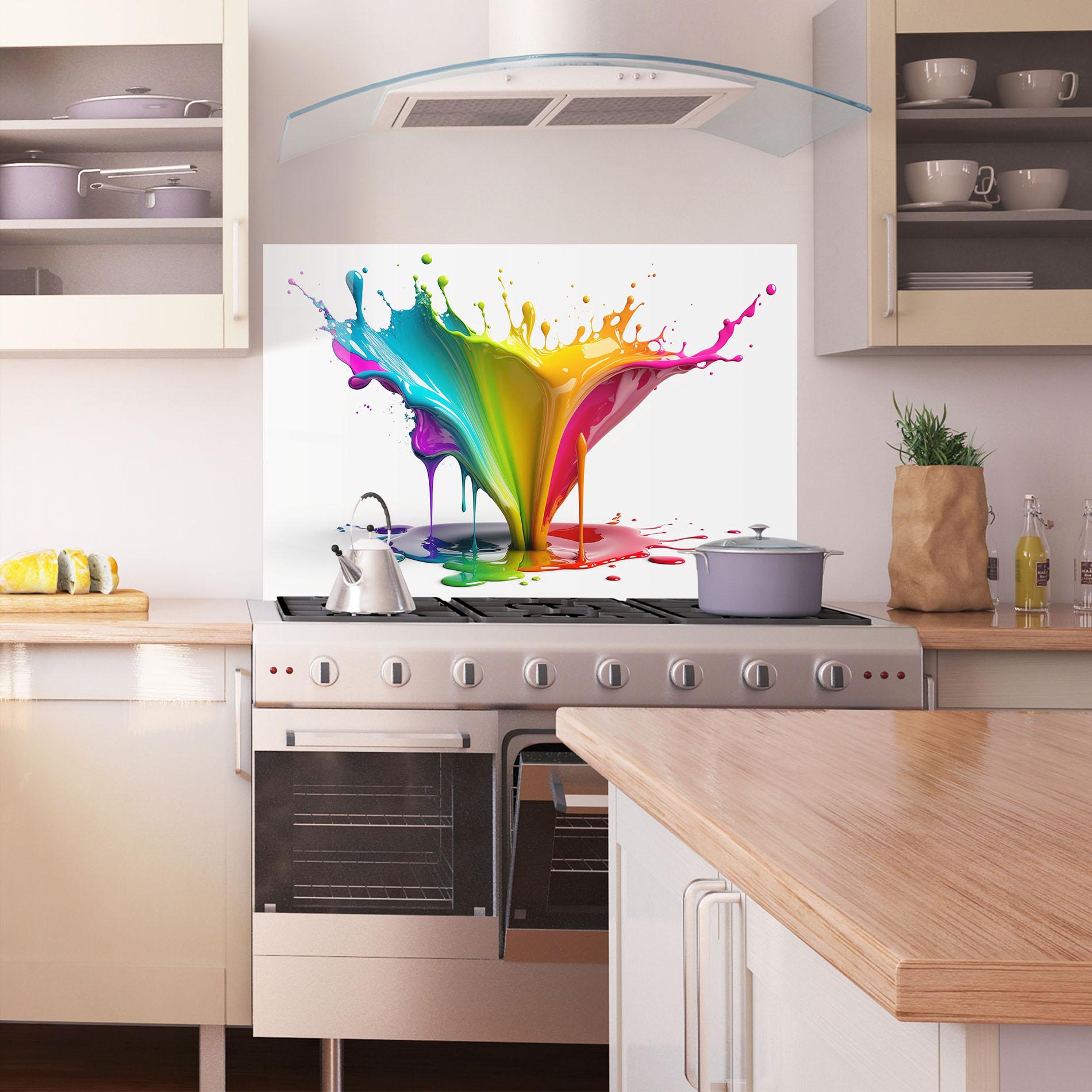 Konyhai üveg hátfal Exploding Yellow Liquid mockup 1