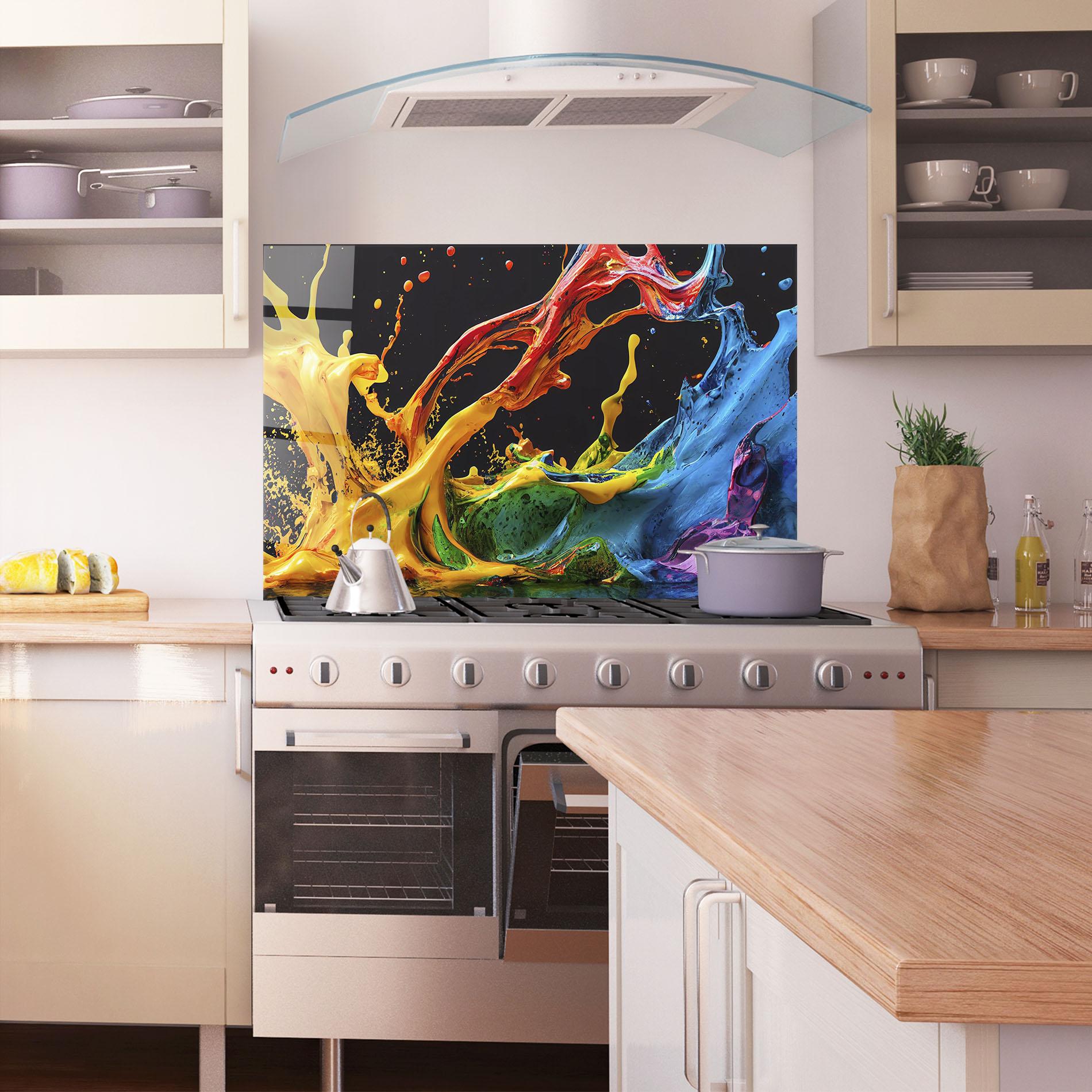 Konyhai üveg hátfal Floating Yellow Splay mockup 1