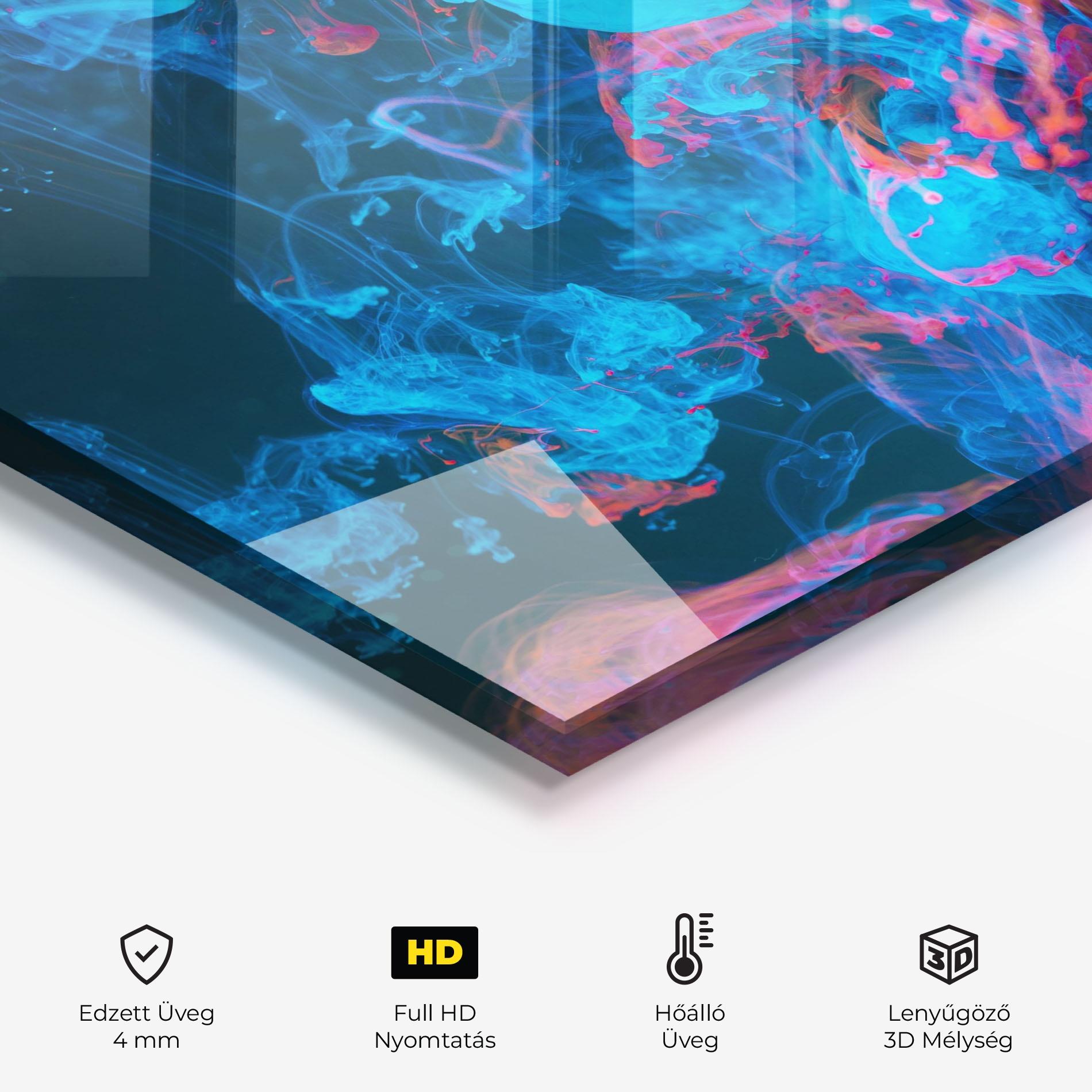 Konyhai üveg hátfal Abstract Blue And Red mockup 2