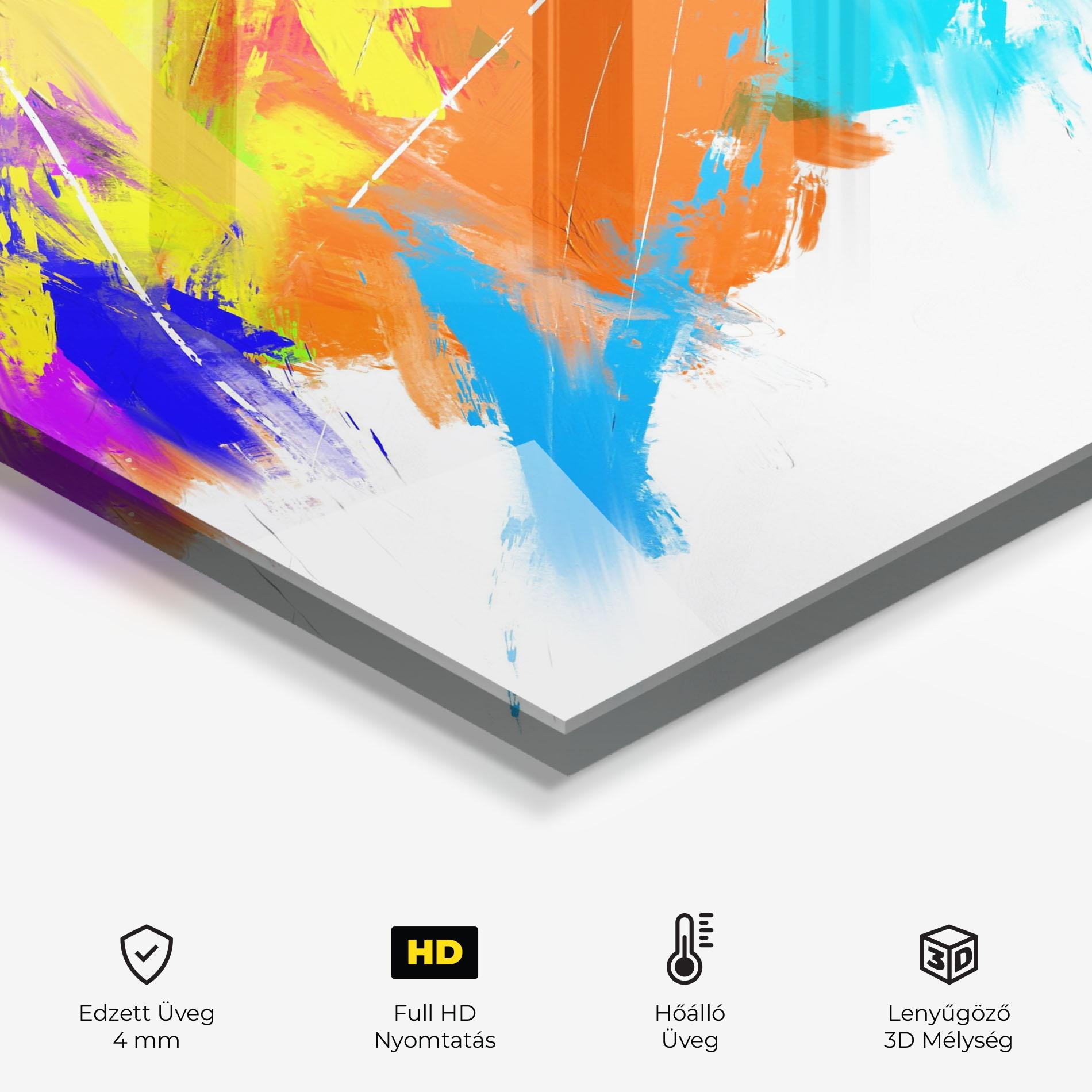 Konyhai üveg hátfal Abstract Blue Yellow mockup 2