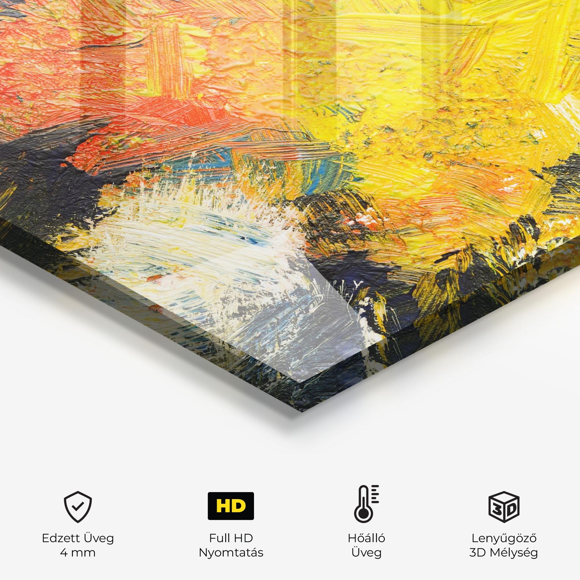 Konyhai üveg hátfal Artistic Yellow Painting mockup 2