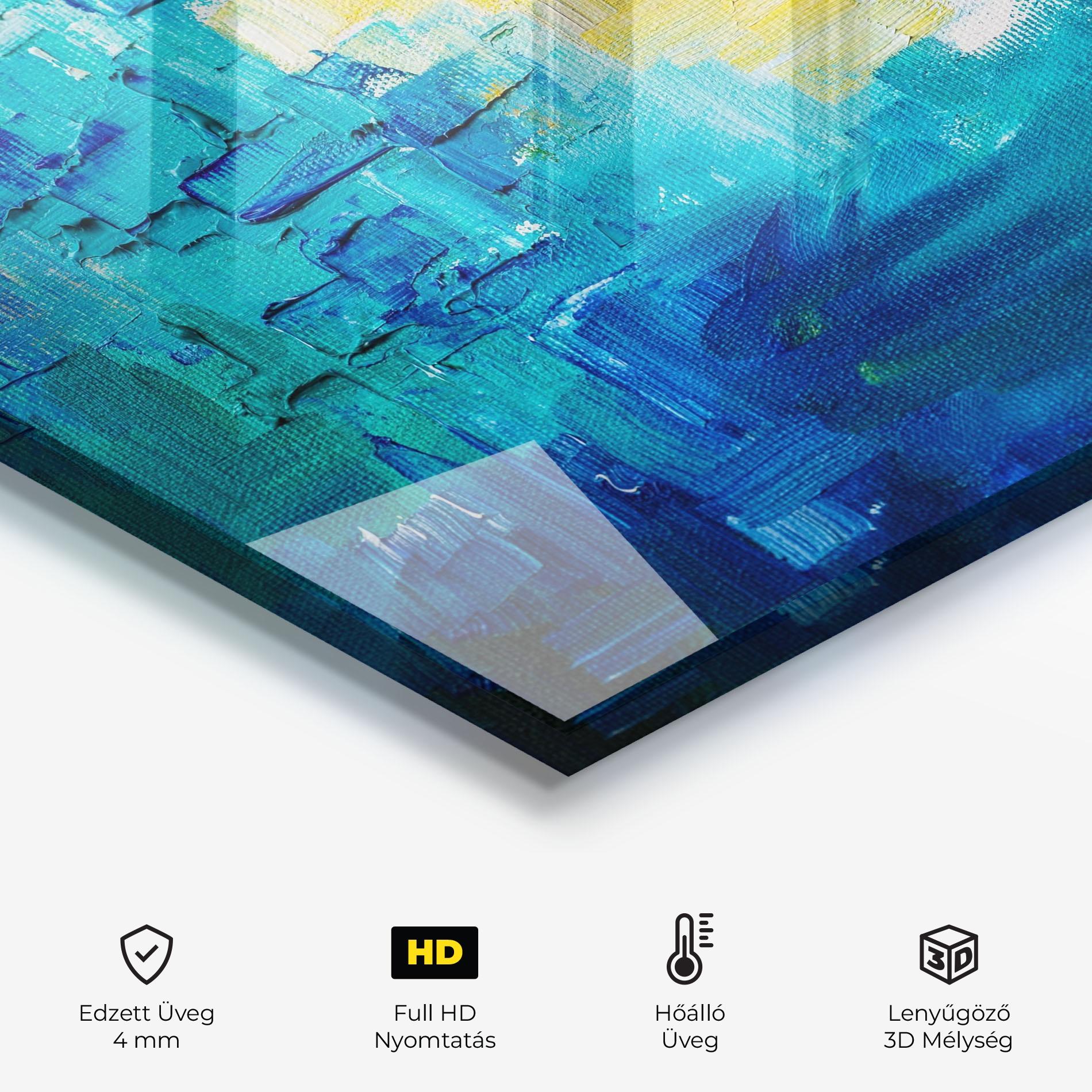 Konyhai üveg hátfal Blue Hand Shade mockup 2