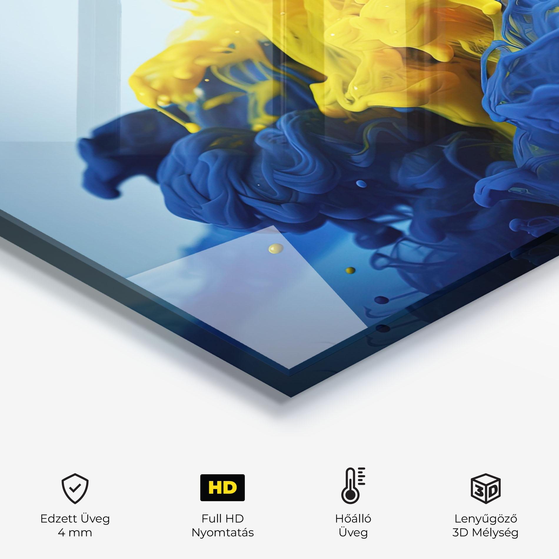 Konyhai üveg hátfal Blue Yellow Smoke mockup 2