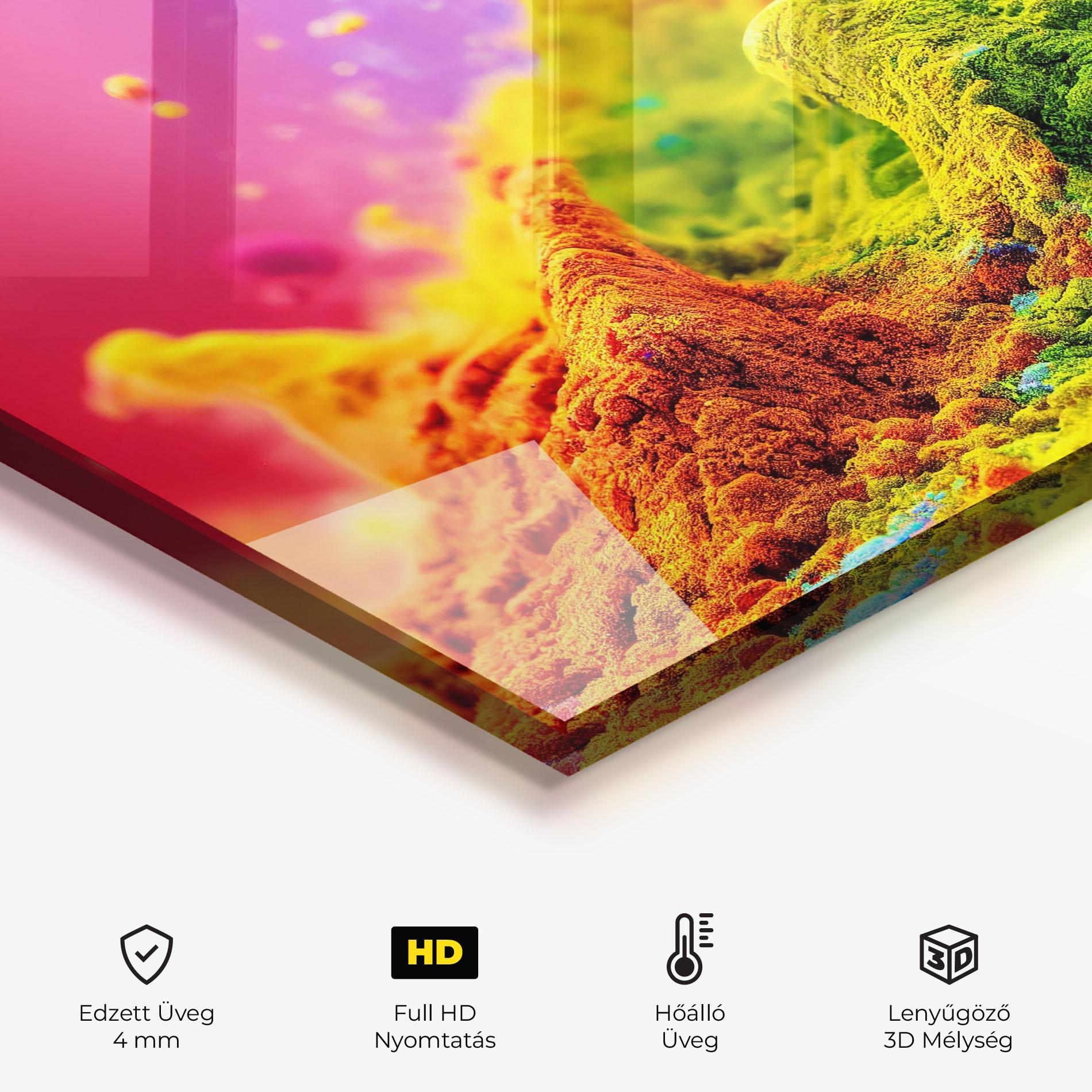 Konyhai üveg hátfal Color Powder Explosion mockup 2