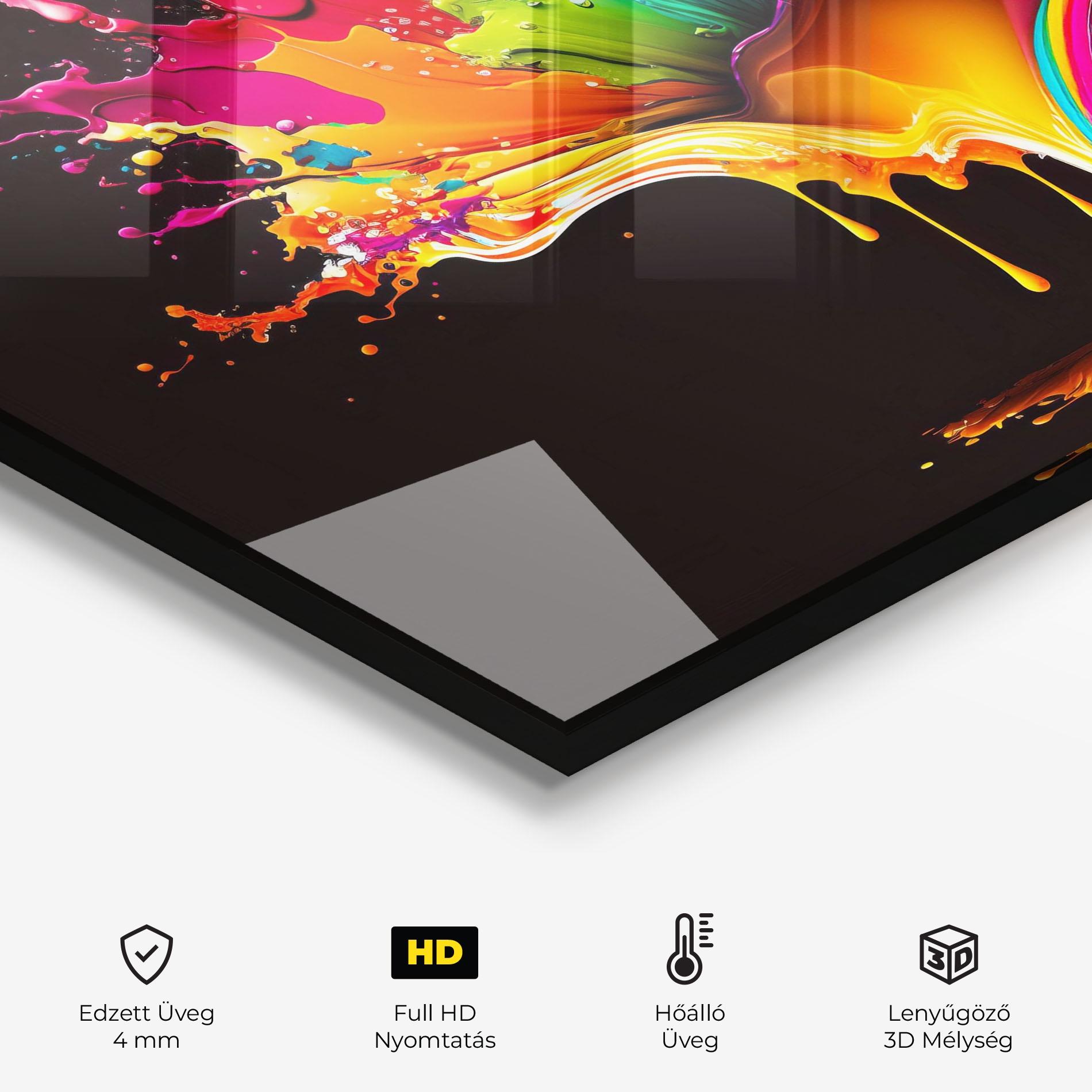 Konyhai üveg hátfal Colorful Rainbow Splash mockup 2