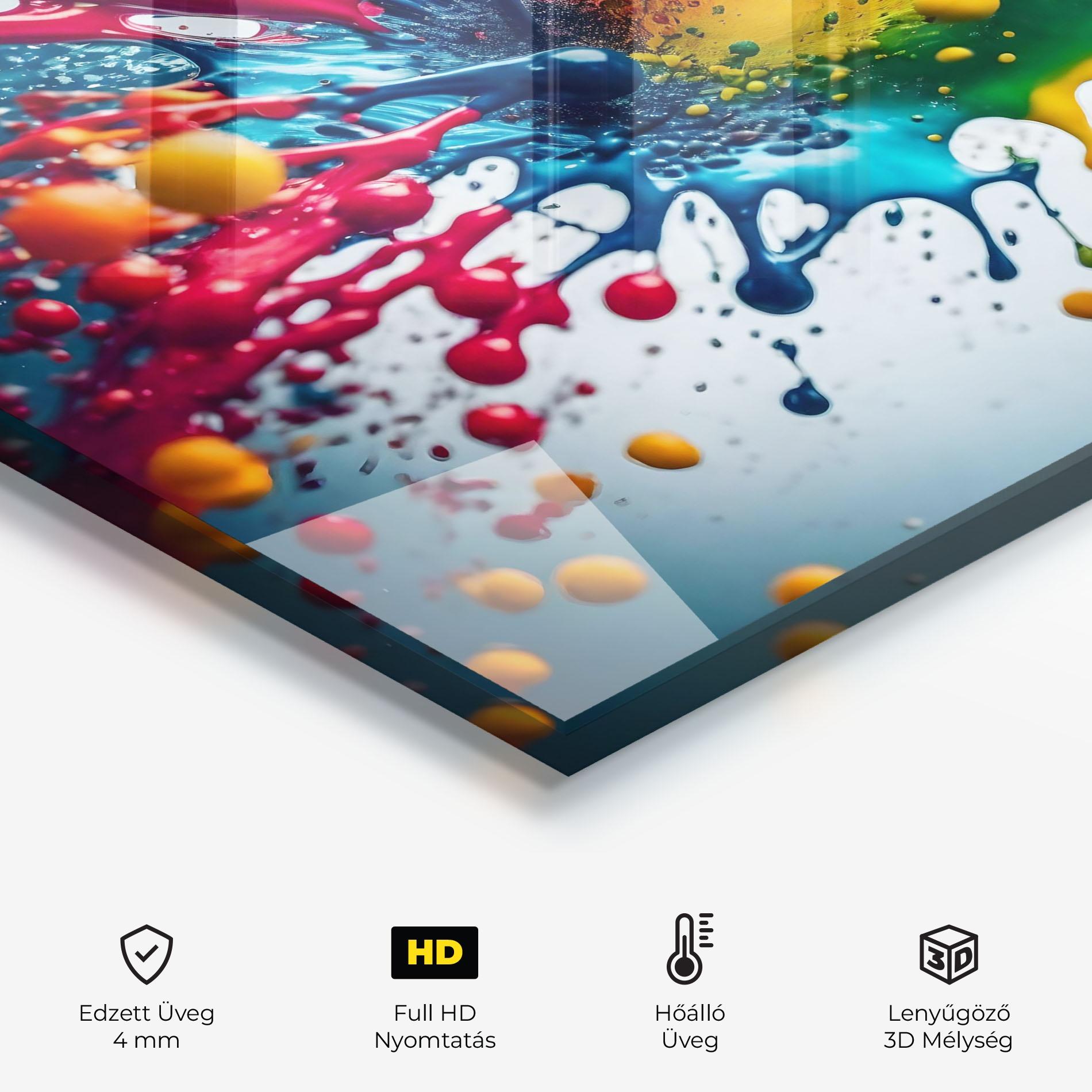 Konyhai üveg hátfal Colorful Splash Rainbow mockup 2