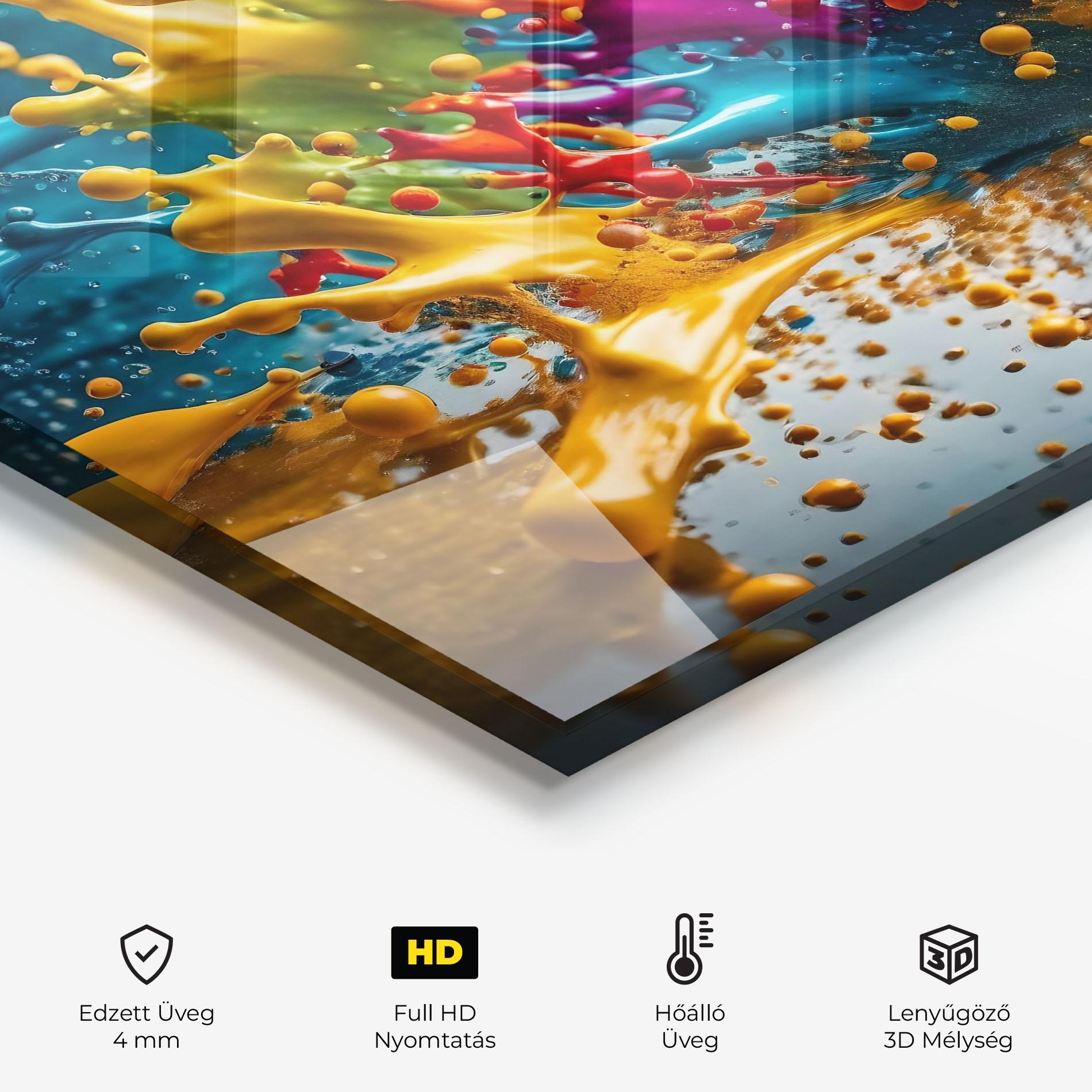 Konyhai üveg hátfal Colorful Water Splash mockup 2