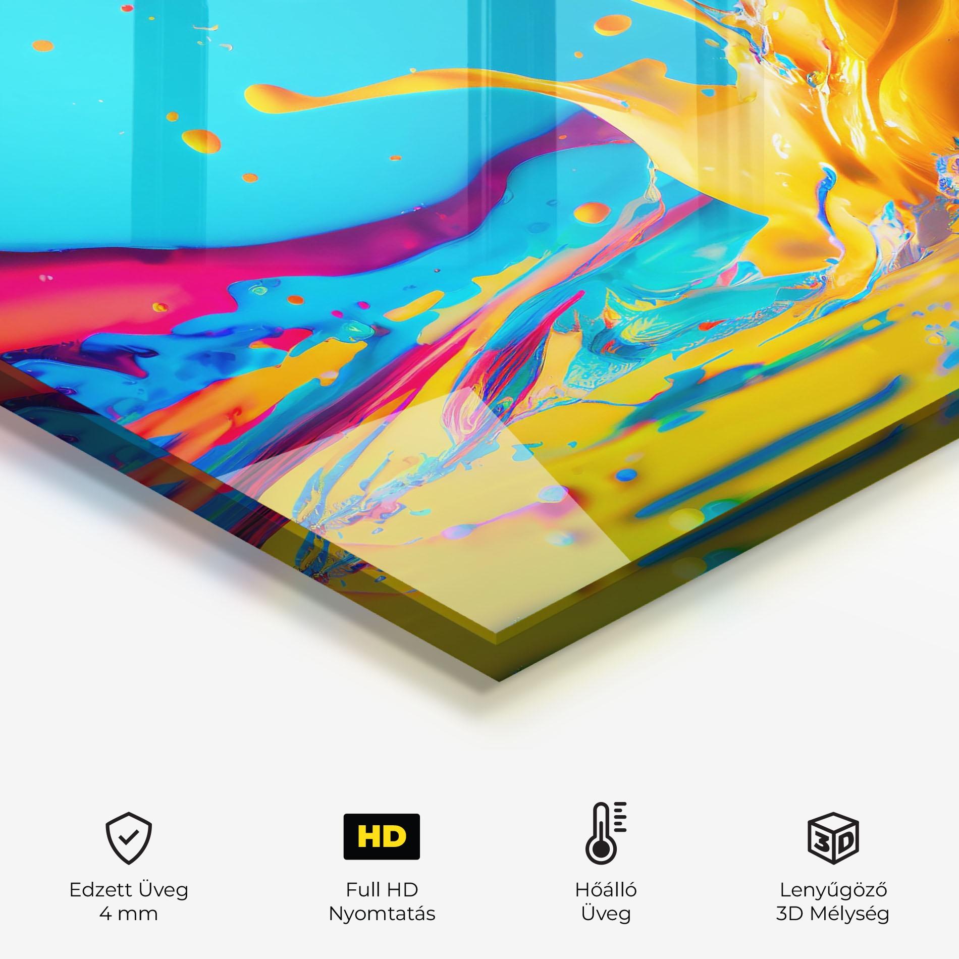 Konyhai üveg hátfal Colorful Water Splashing mockup 2