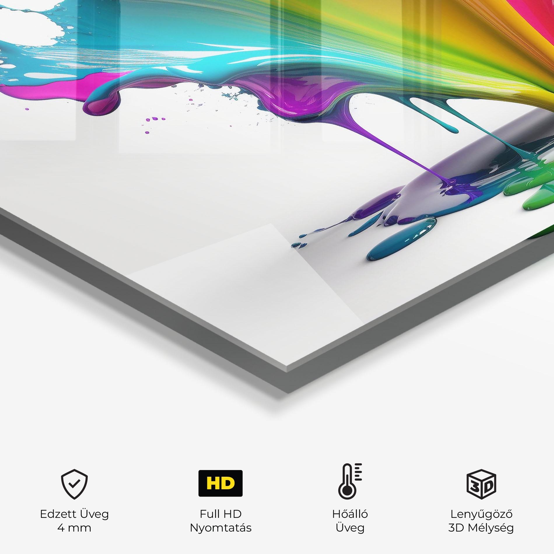 Konyhai üveg hátfal Exploding Yellow Liquid mockup 2