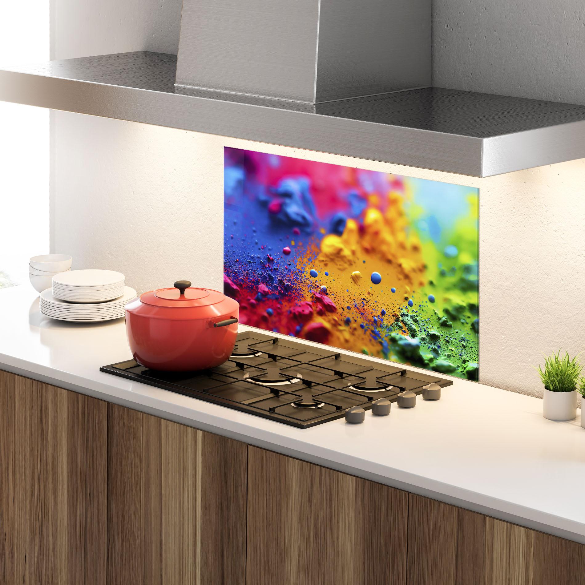 Konyhai üveg hátfal Acrylic Yellow Texture mockup 4